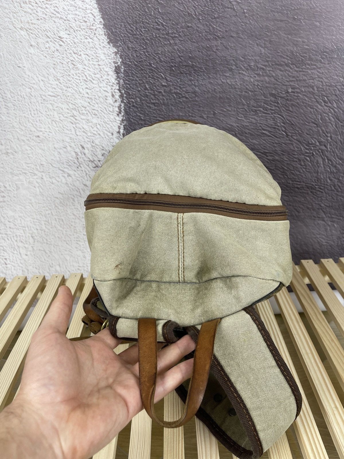Vintage Vintage Avant Garde lyiami cotton leather backpack military Size ONE SIZE - 12 Thumbnail