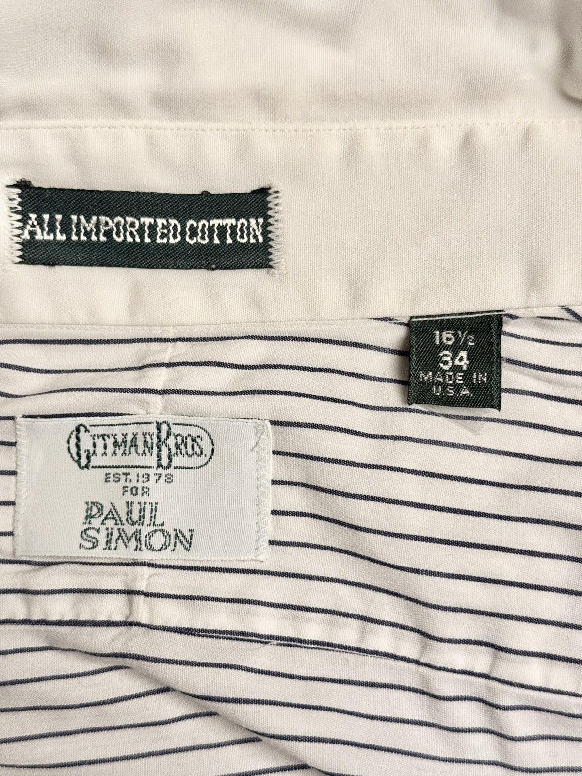 Gitman Bros. Vintage Gitman x Paul Simon Blue/White Striped Dress Shirt Size US L / EU 52-54 / 3 - 4 Thumbnail