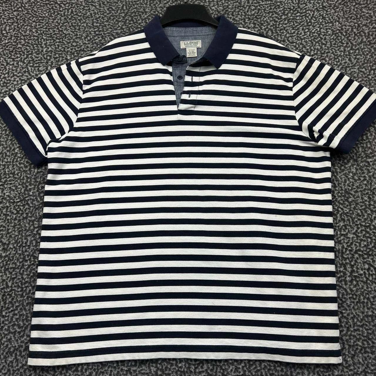L.L. Bean L.L Bean Polo Shirt Men Black White Striped Cotton XL Size US XL / EU 56 / 4 - 1 Thumbnail