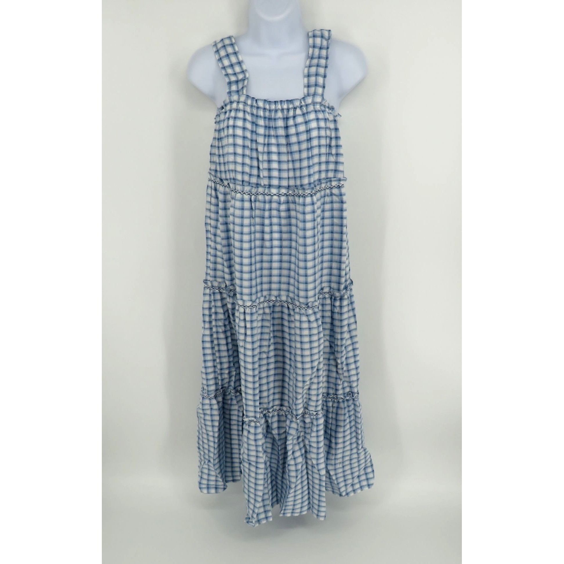 Other Max Studio Blue & White Gingham Tiered Maxi Dress Small NWT Size S / US 4 / IT 40 - 1 Thumbnail