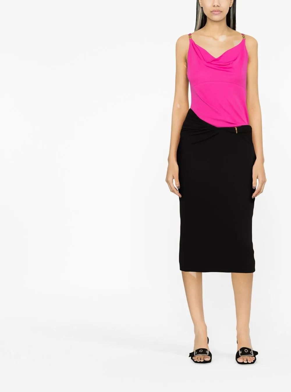 Versace o1y0226 Midi Skirt in Black Size 27" / US 4 / IT 40 - 2 Thumbnail