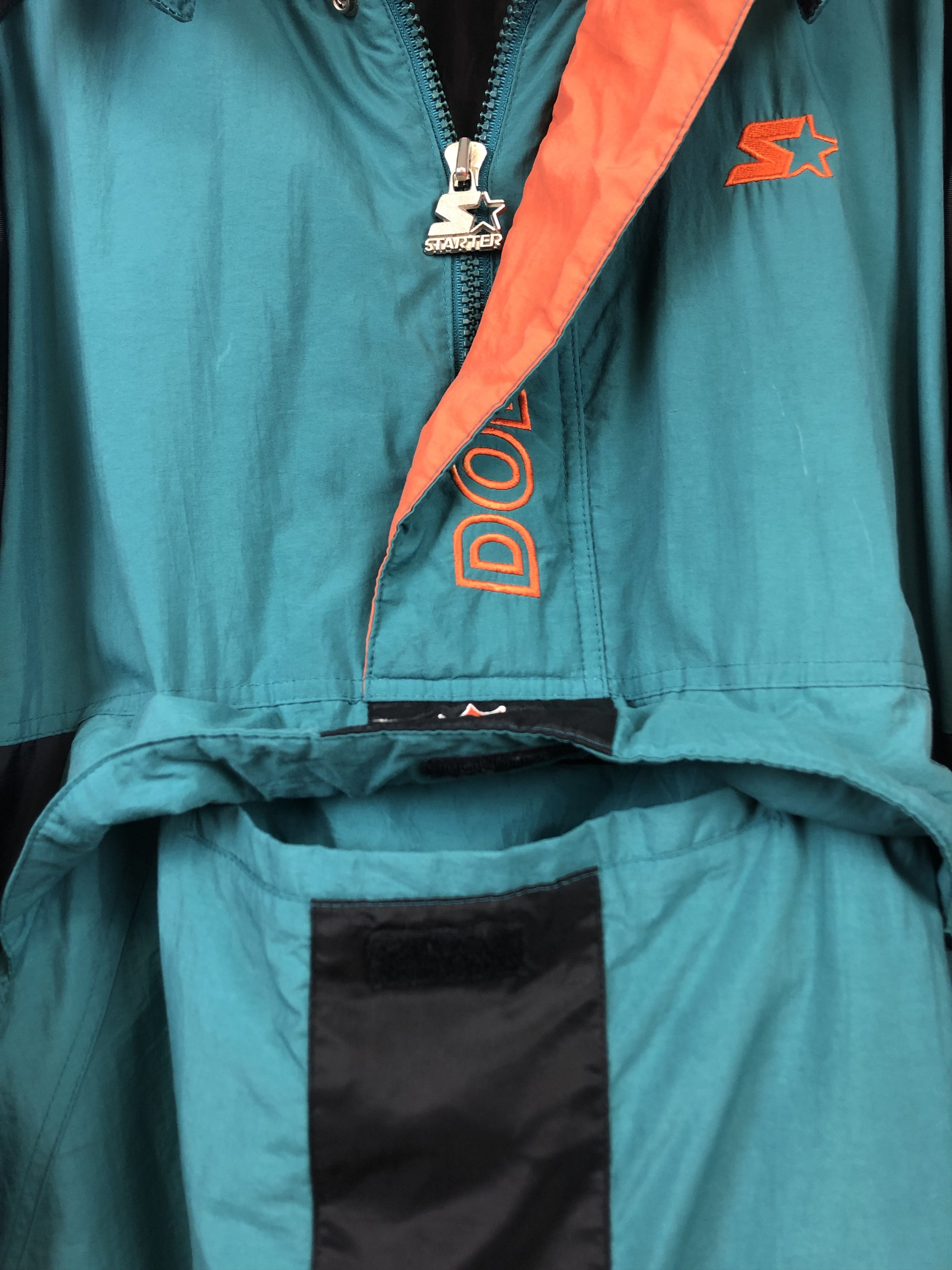 Starter × Vintage Vintage 90s Starter Miami Dolphins Hooded Jacket Bomber Rare Size US XXL / EU 58 / 5 - 7 Thumbnail