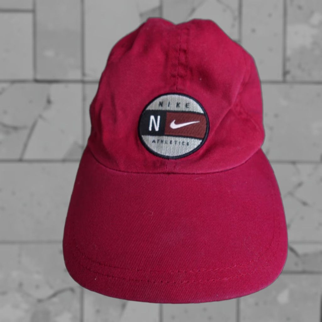 Nike VINTAGE Nike Athletics Hat 4 Panel Strapback Red Gray Tag Adjustable Mens Baseball Cap Size ONE SIZE - 1 Thumbnail