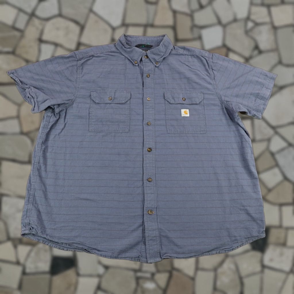 Carhartt VINTAGE Carhartt Shirt Mens 2XL Blue Striped Twill Button-Up Workwear Regular Fit Mens Size US XXL / EU 58 / 5 - 1 Thumbnail