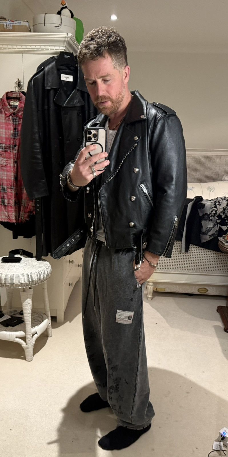 Celine $6.5k Celine Triomphe logo biker leather jacket Hedi Slimane Size US S / EU 44-46 / 1 - 7 Thumbnail