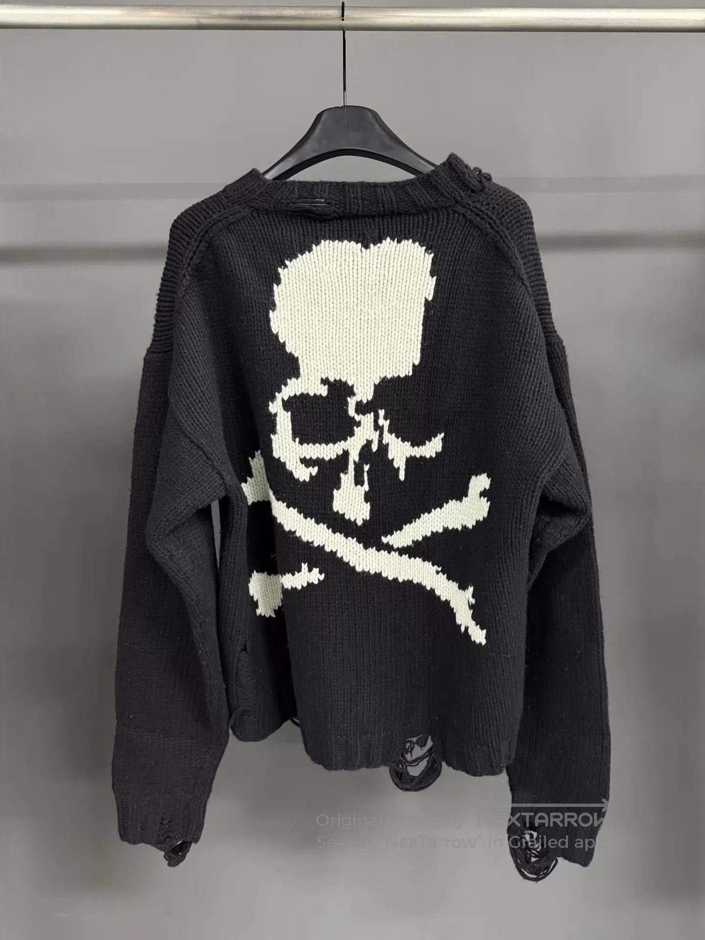 Mastermind Japan Black Distressed Knit Sweater. Size US S / EU 44-46 / 1 - 2 Thumbnail