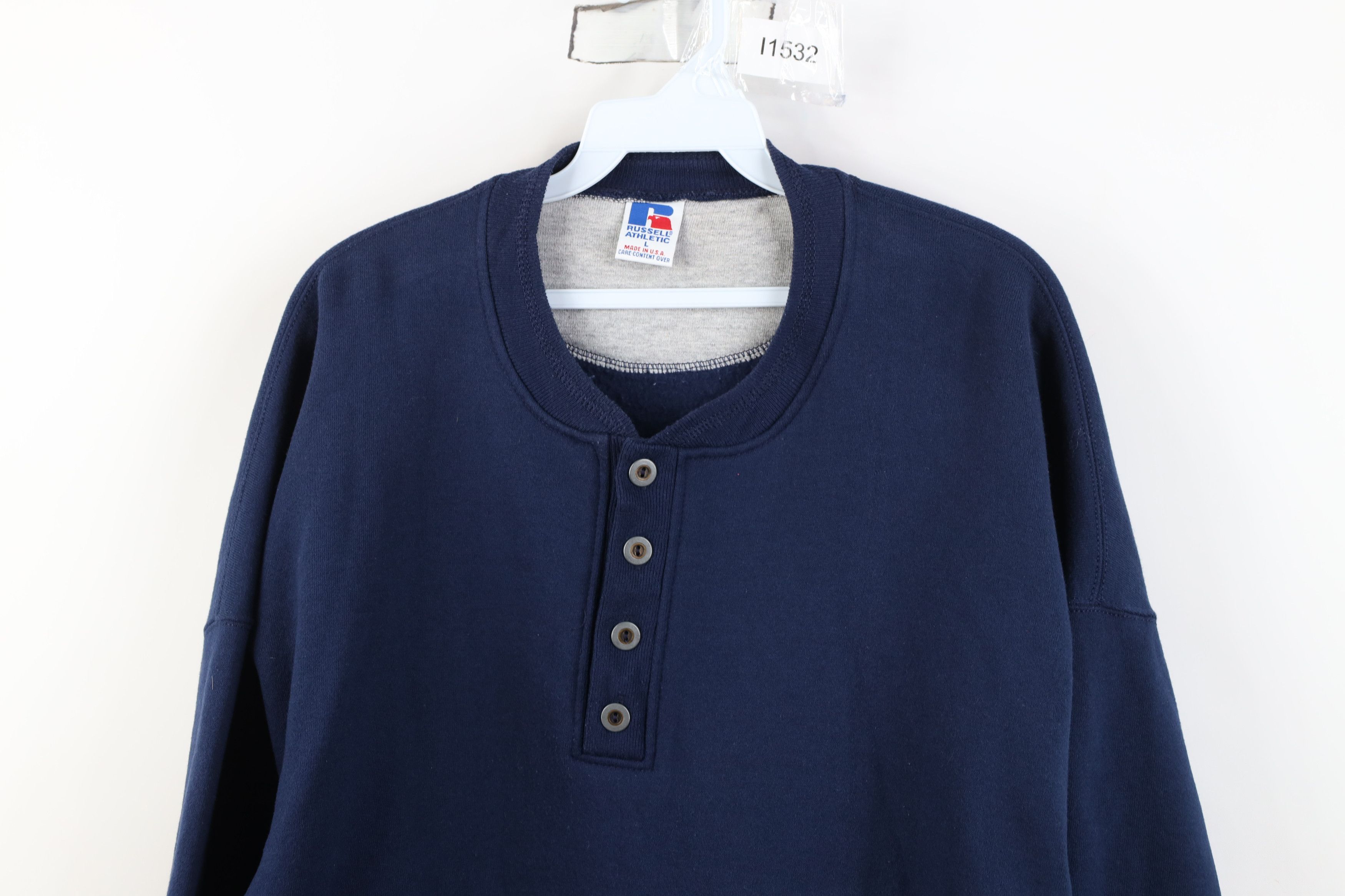 Russell Athletic Vintage 90s Russell Athletic Henley Sweatshirt Blue USA Size US L / EU 52-54 / 3 - 2 Thumbnail