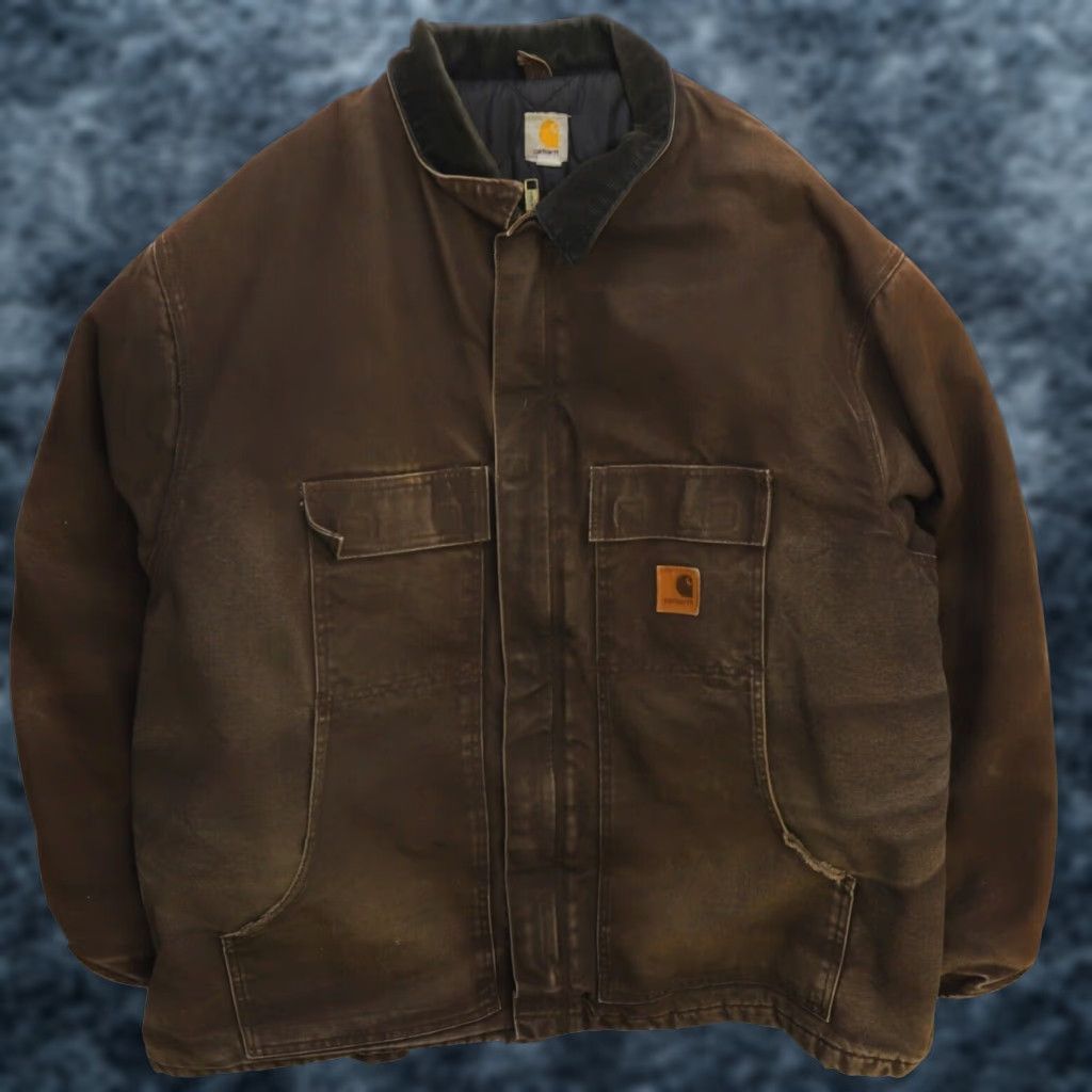 VINTAGE Carhartt Jacket Canvas Work Jacket 4XL Brown Regular Size Adult Mens 4XL Carhartt Work Jacket