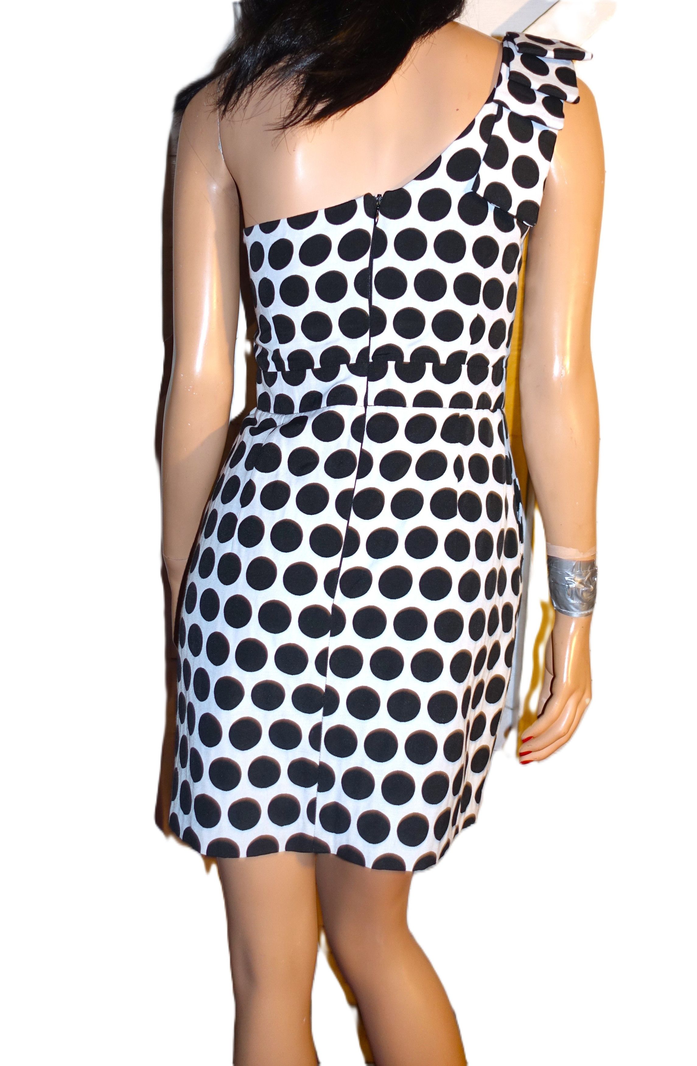 French Connection French Connection Black White Polka Dot One Shoulder Dress 6 Size M / US 6-8 / IT 42-44 - 5 Thumbnail