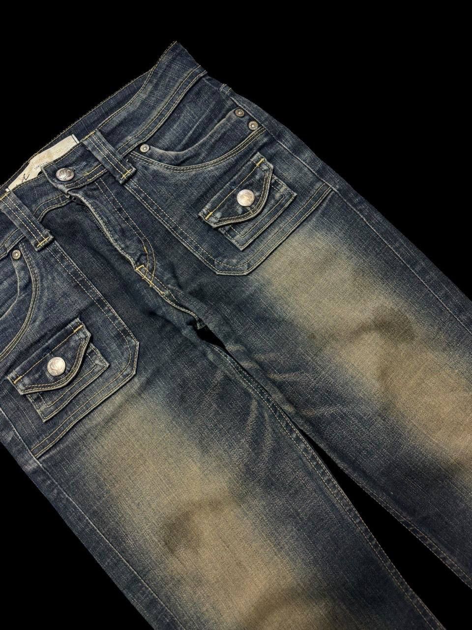 Japanese Brand × Vintage FLARE 90s Something Edwin Insane Rusty Mudwash Dark Jeans Size US 27 - 4 Thumbnail