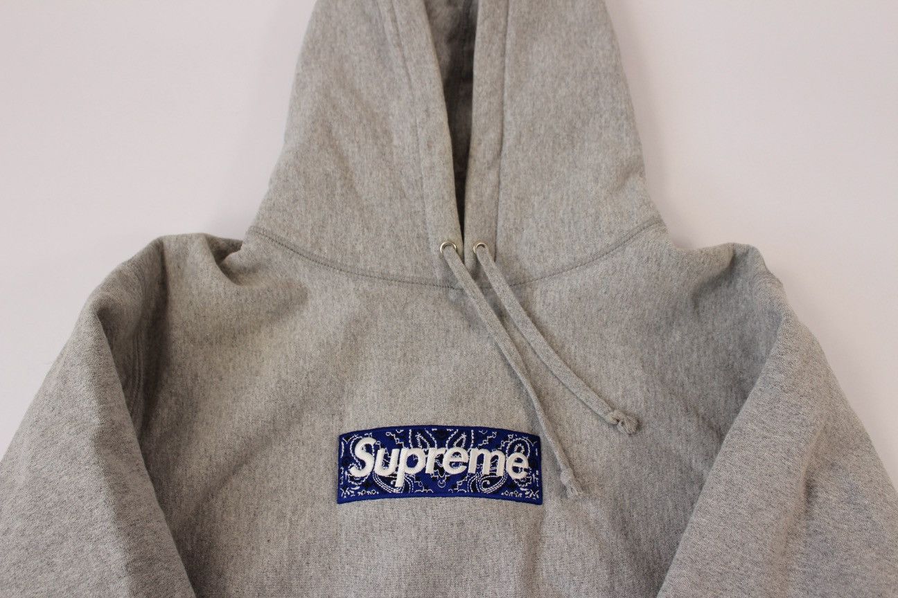 Supreme Supreme Bandana Box Logo Hooded Sweatshirt 'Heather Grey' Size US M / EU 48-50 / 2 - 5 Thumbnail