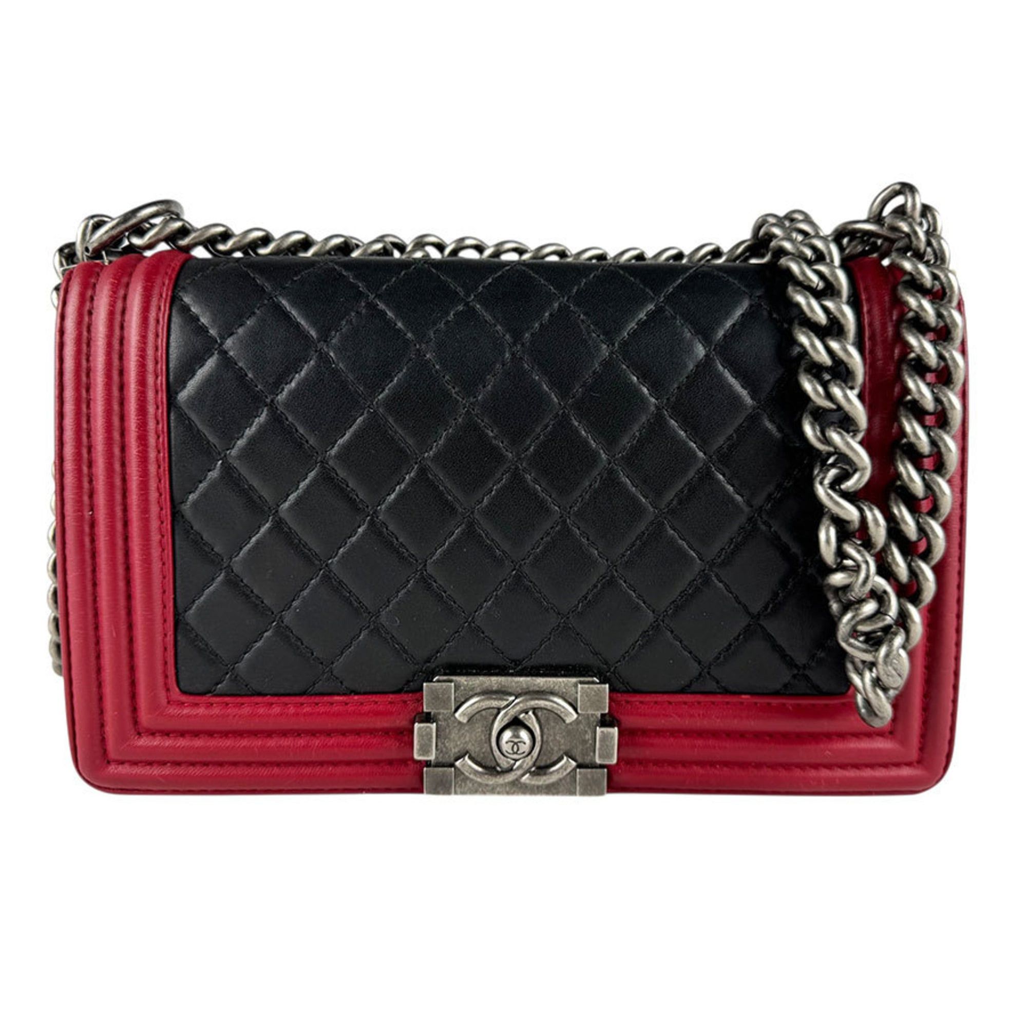 Chanel CHANEL Boy Chanel Shoulder Bag, Leather, Red and Black, Women's, z8671 Size ONE SIZE - 1 Thumbnail