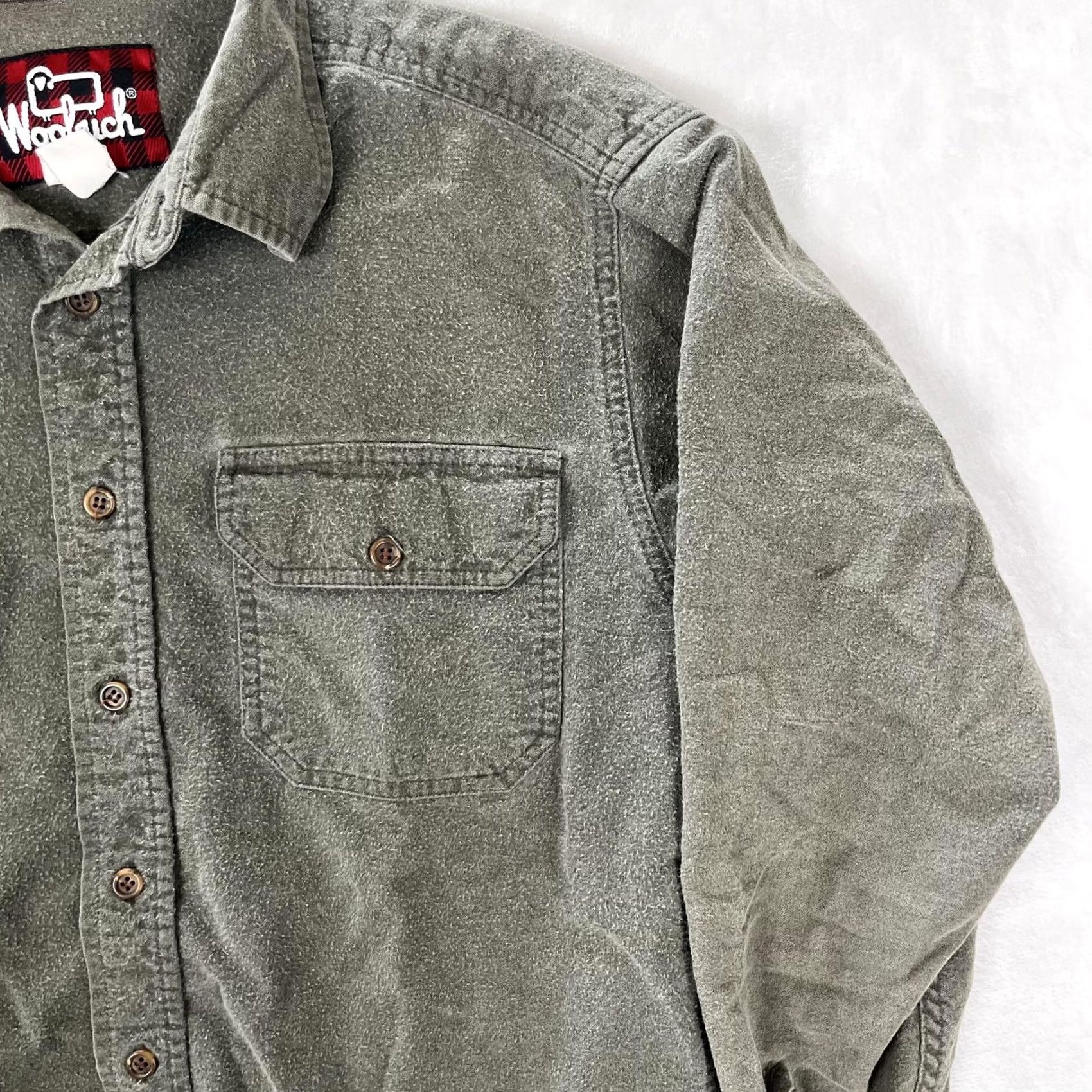 Vintage Woolrich Shirt Mens M Green Solid Twill Long Sleeve Button Front Casual Size US M / EU 48-50 / 2 - 2 Thumbnail
