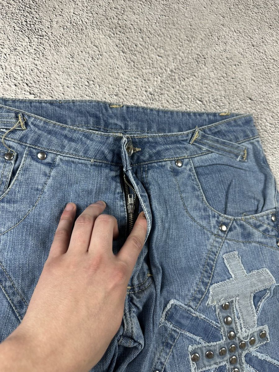 Other Y2K Cross Patchwork Denim Jeans Crashed Japan Avant Garde Size US 33 - 7 Thumbnail