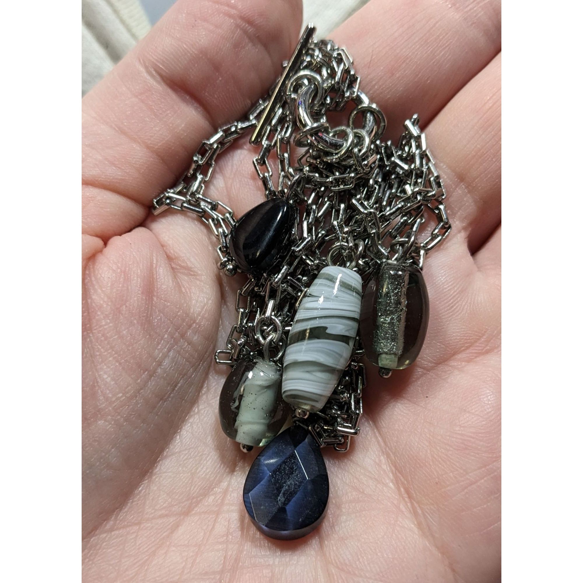 Handmade Handmade Abstract Silver Multi-Strand Necklace With Dangling Size ONE SIZE - 2 Thumbnail