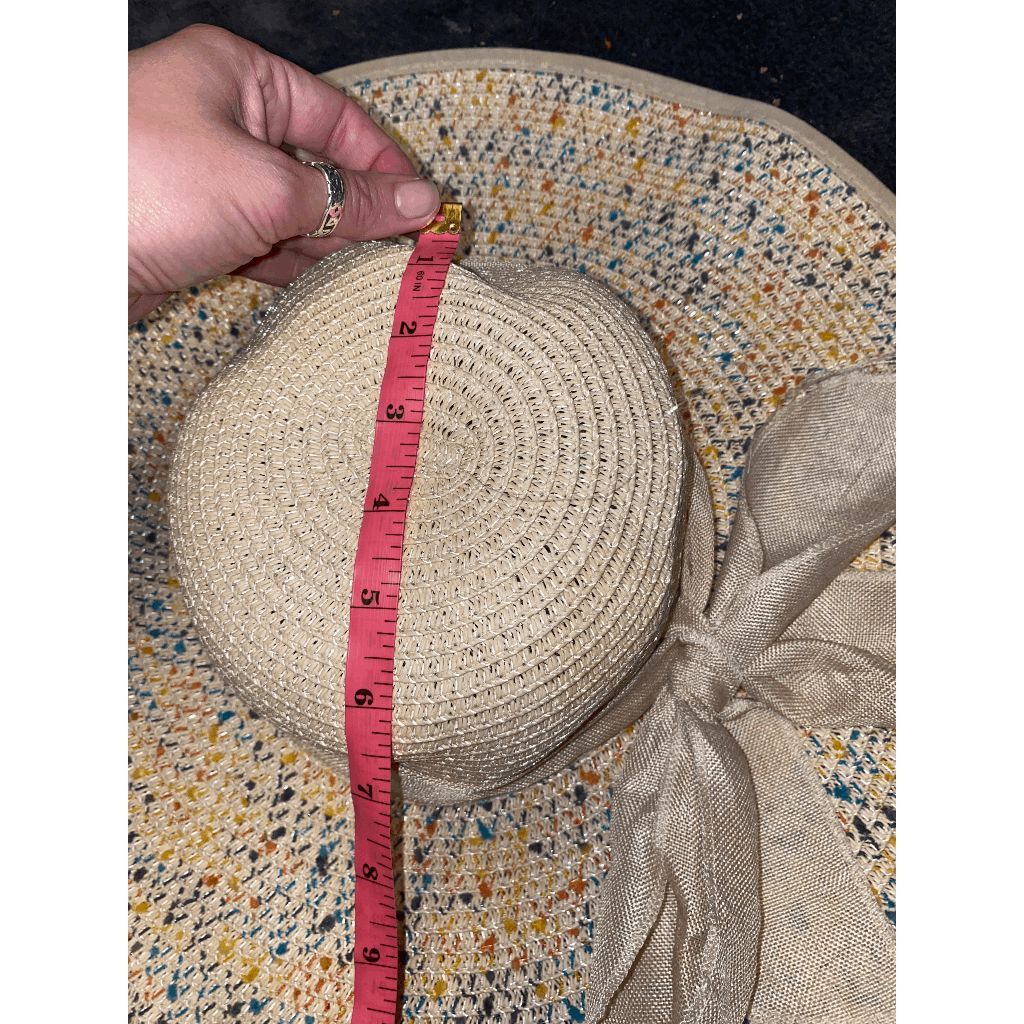 Lucky Brand Lucky 7 USA Beige w/Yellow, Orange, Blue, Straw Floppy Bow S Size ONE SIZE - 6 Thumbnail