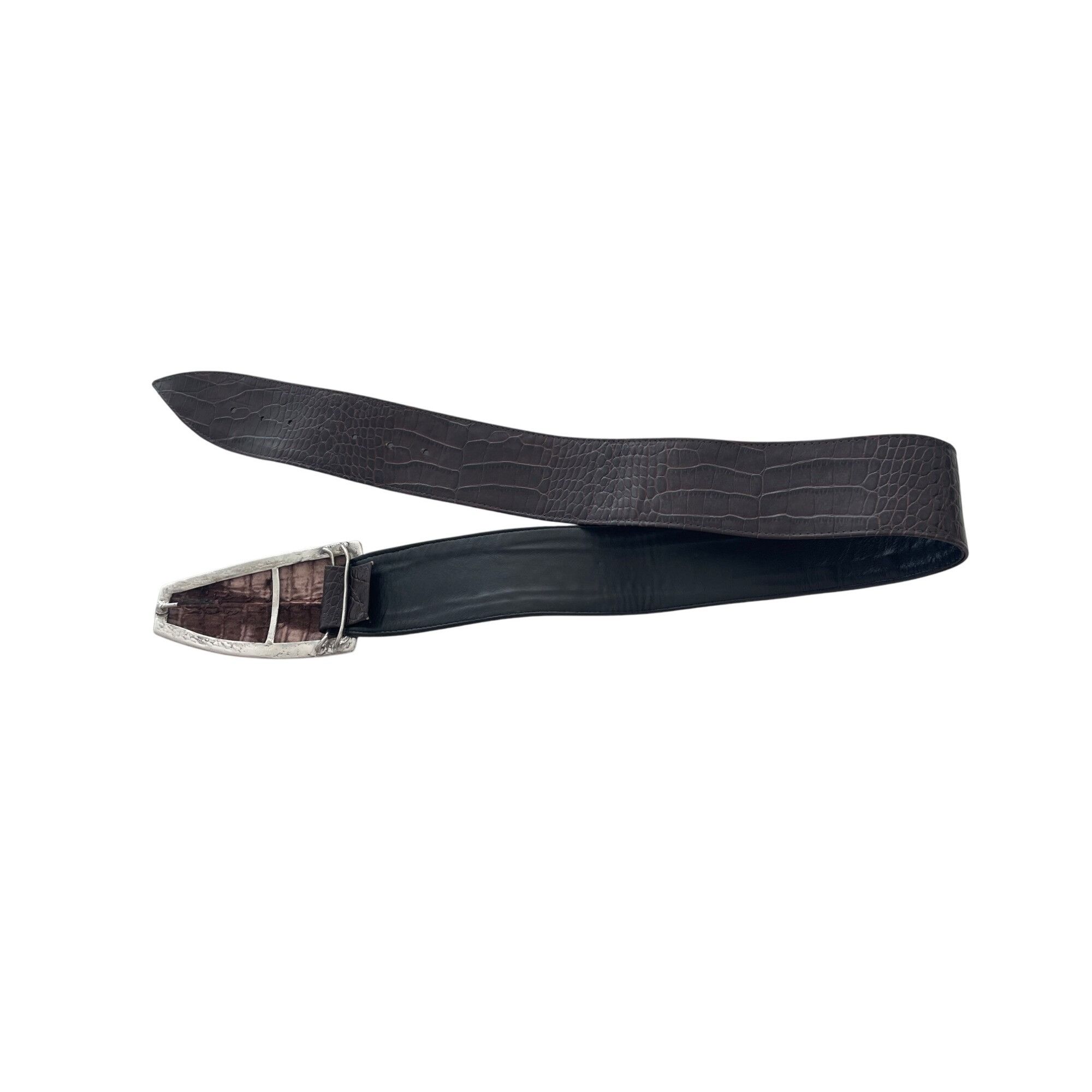 The Unbranded Brand Womens Belt One Size Brown Crocodile Statement Size ONE SIZE - 5 Thumbnail