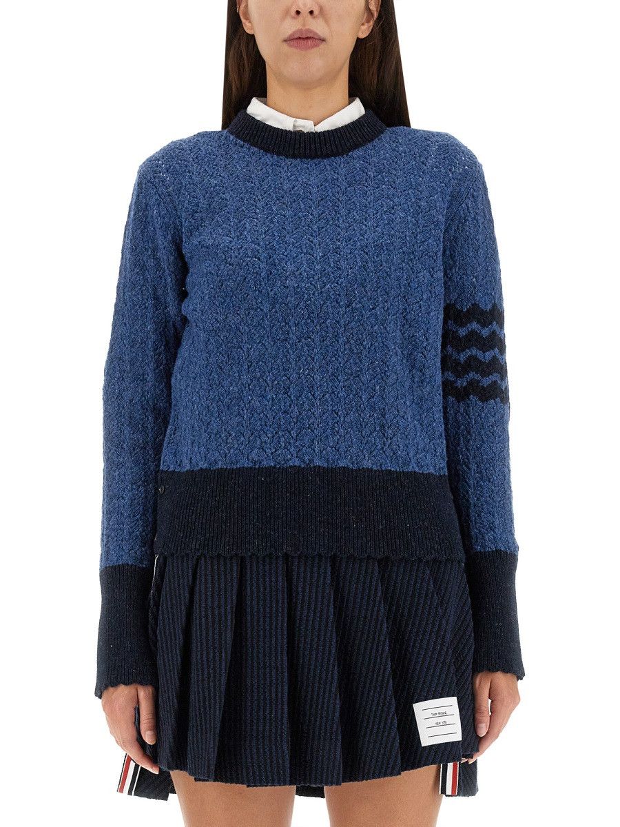 Thom Browne THOM BROWNE 4BAR STRIPE JERSEY - BLUE (IT 38) Size XS / US 0-2 / IT 36-38 - 1 Thumbnail
