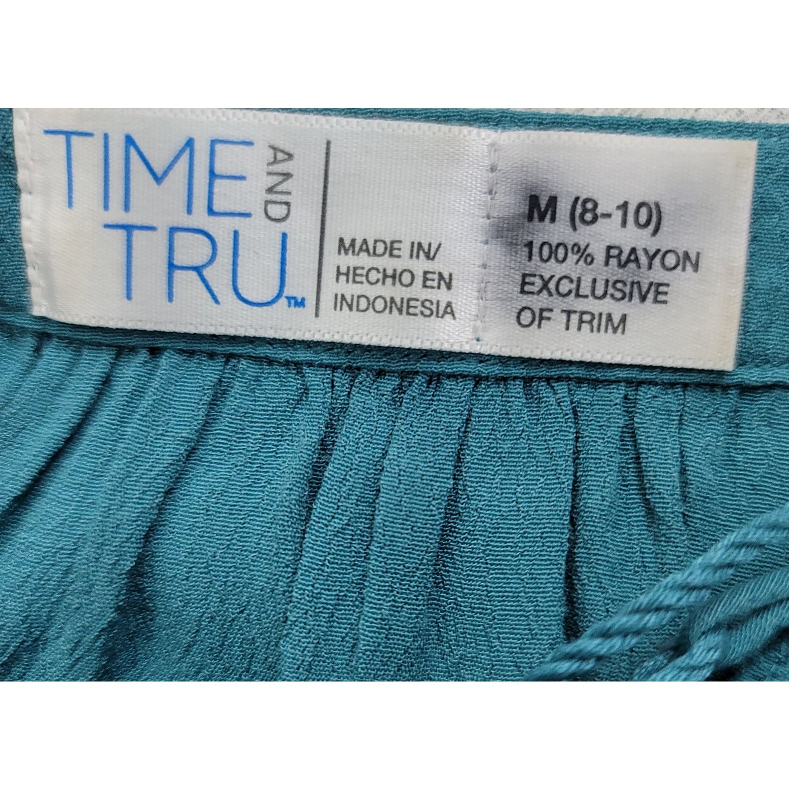 Other Time And Tru Blue Green Lace Front Top Medium Long Sleeves Size M / US 6-8 / IT 42-44 - 3 Thumbnail