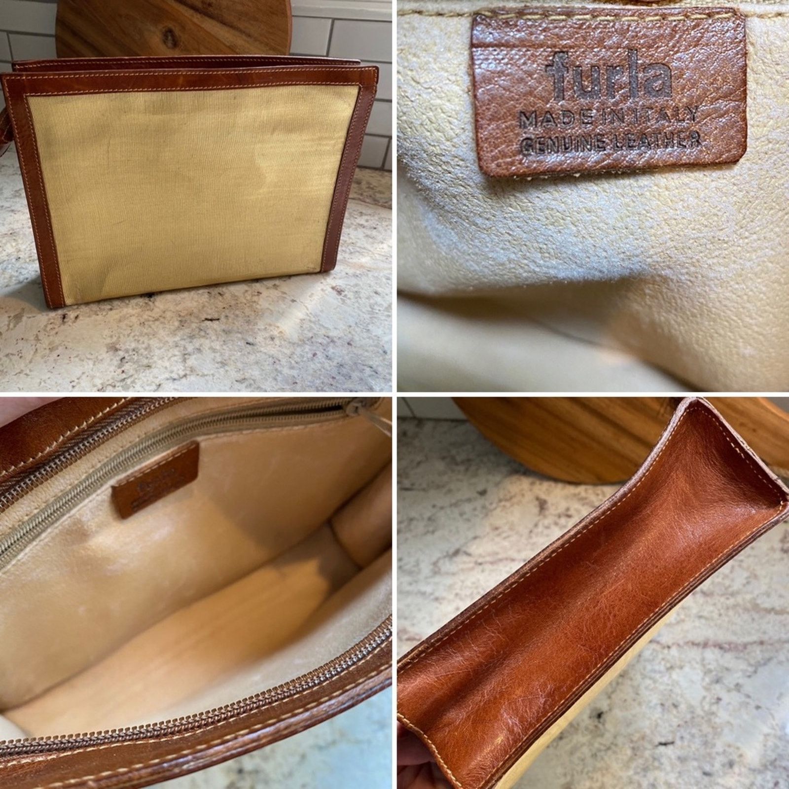 Furla FURLA Italy Clutch Gold Spectator Leather Trim Purse Size ONE SIZE - 1 Thumbnail