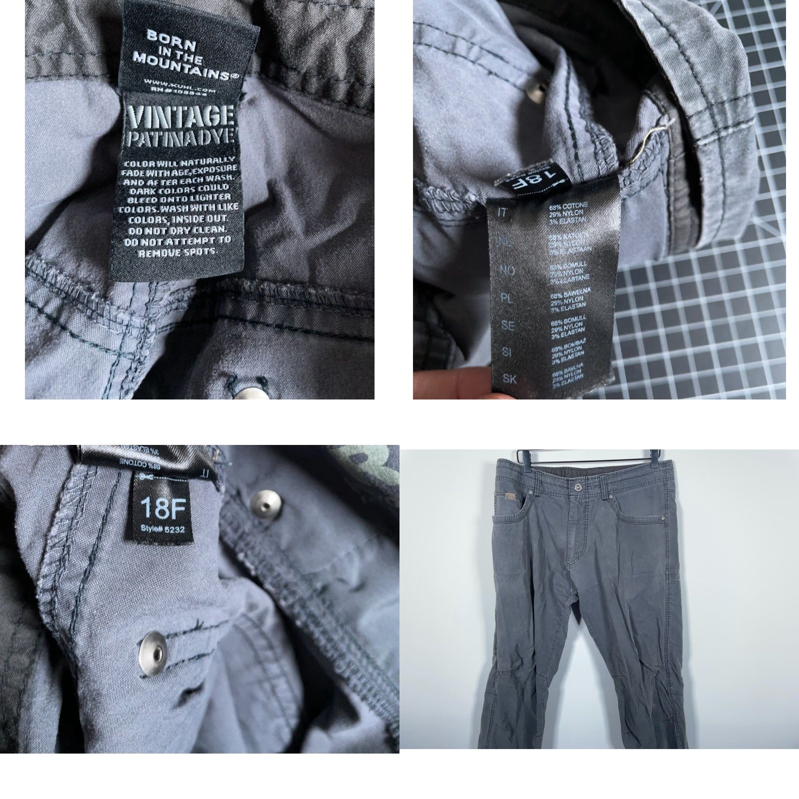 Vintage Kuhl Revolvr Pants Men's 36 x 32 Dark Gray Vintage Patina Dye 5232 (with flaw) Size US 36 / EU 52 - 9 Thumbnail