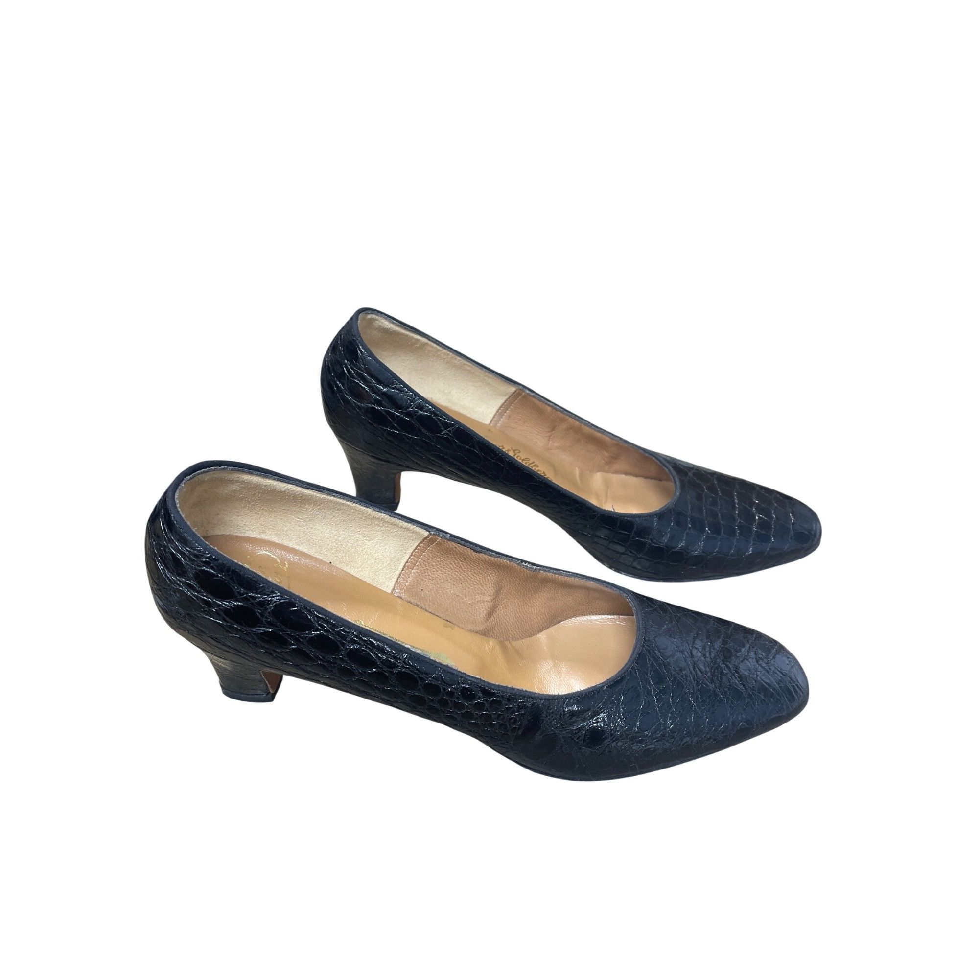 Vintage O'Connor Goldberg Womans VTG Black Alligator Leather Heels S Size US 7.5 / IT 37.5 - 4 Thumbnail