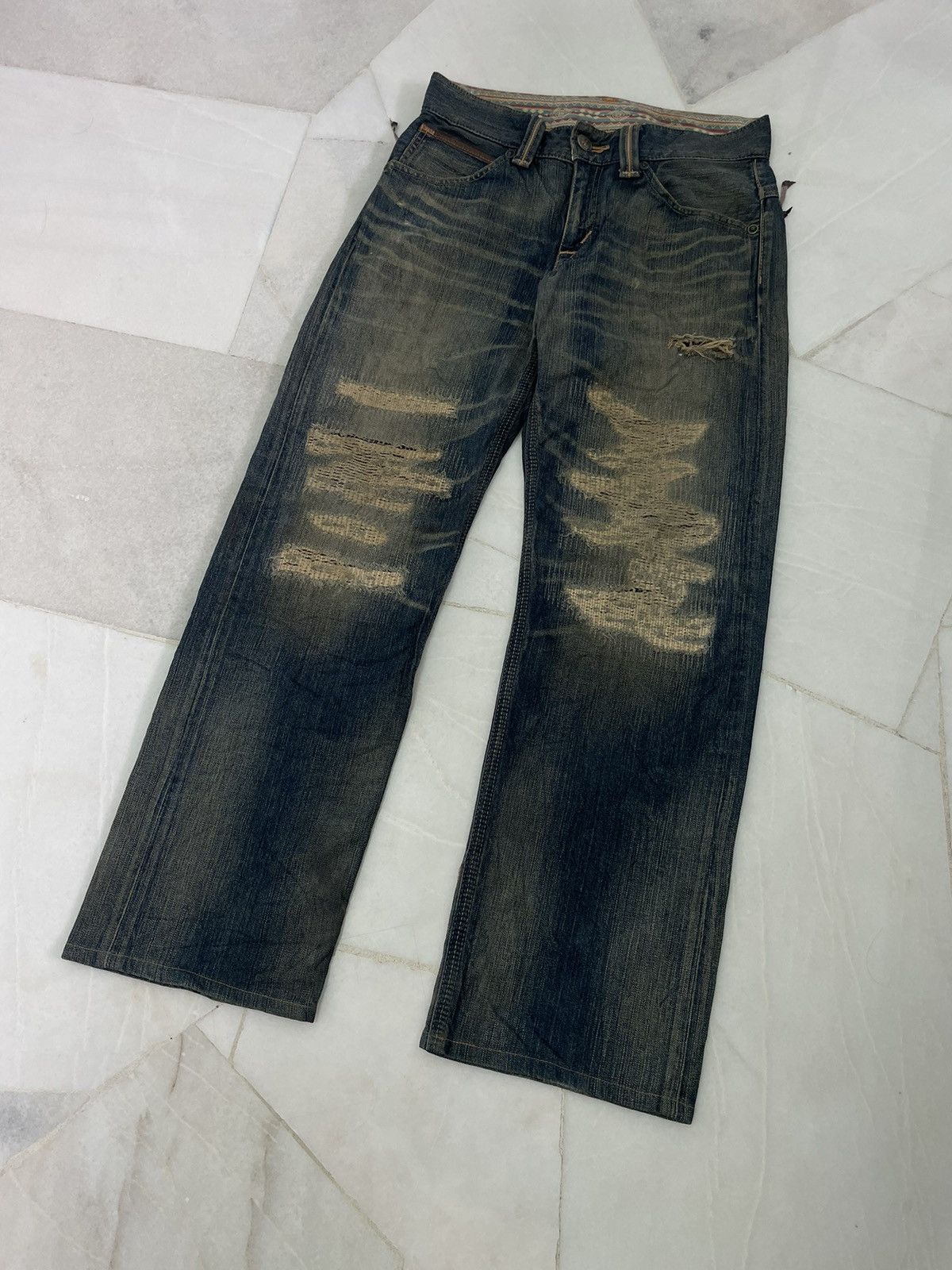 Vintage Edwin Distressed & Repair Rusty Denim Jeans
