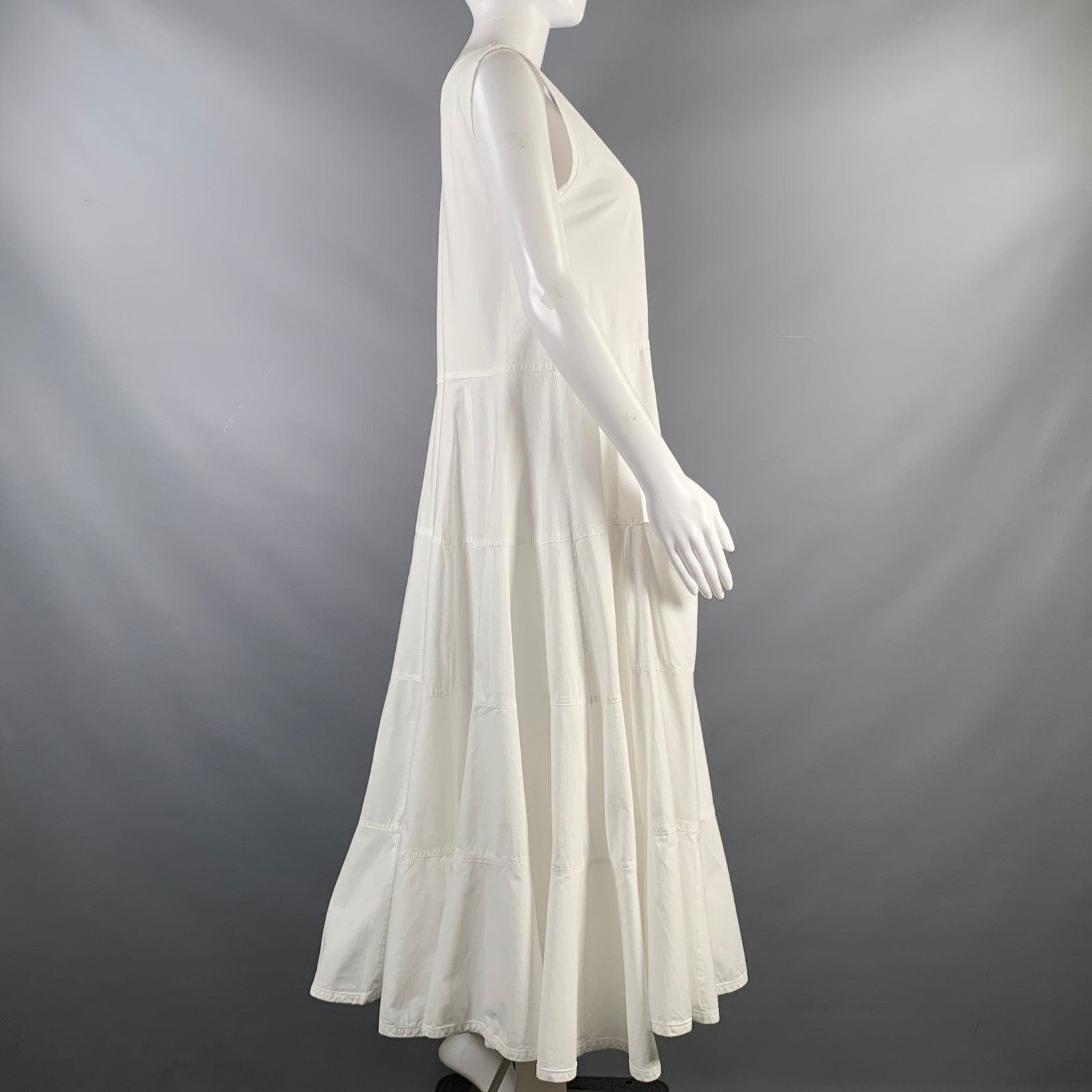 CINQUE ME'NA CINQUE Size M White Cotton Sleeveless Midi Dress Size M / US 6-8 / IT 42-44 - 2 Thumbnail