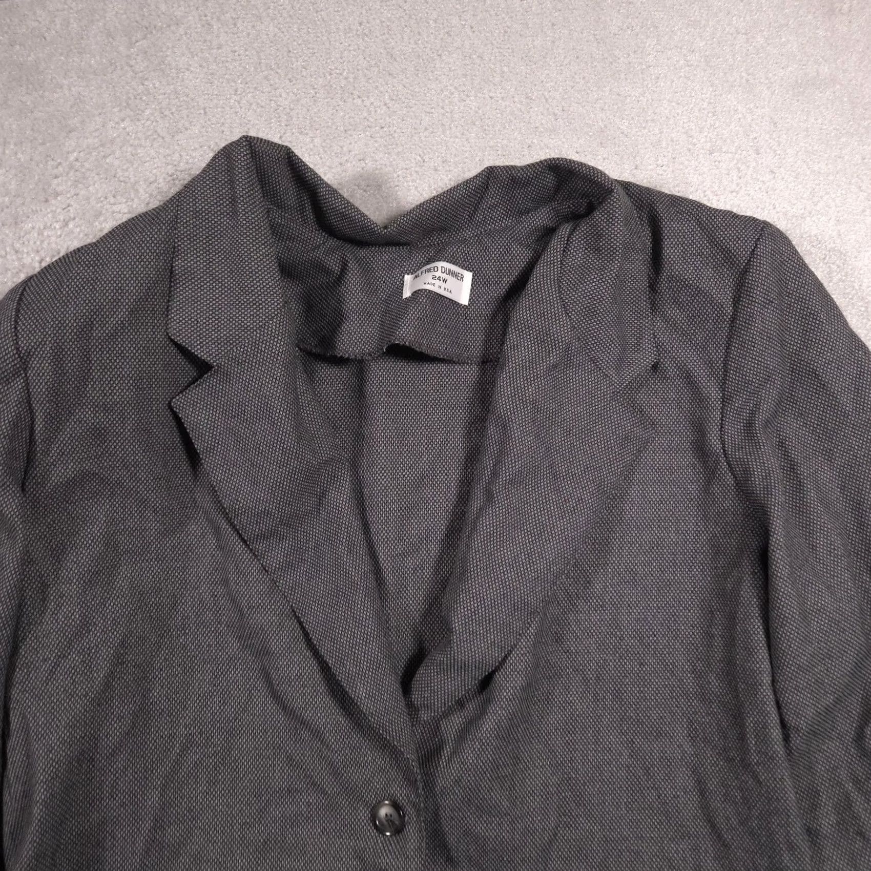 Vintage VINTAGE Alfred Dunner Blazer Womens 24W Gray Polka Dot Two Button Jacket Plus Made USA Size 4XL / US 24-26 - 3 Thumbnail