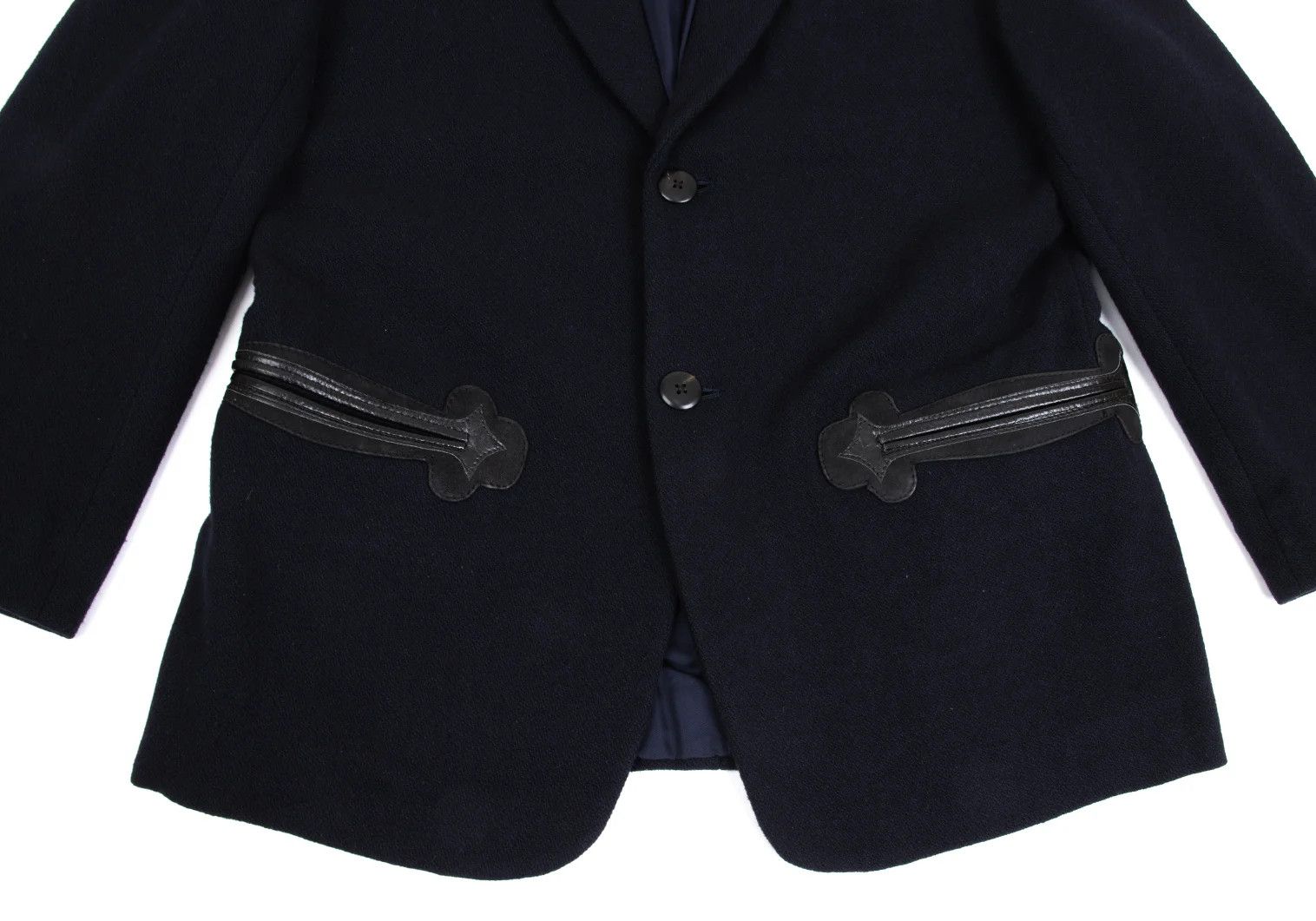 Yohji Yamamoto Yohji Yamamoto Leather Pocket Wool Jacket Size US S / EU 44-46 / 1 - 9 Thumbnail