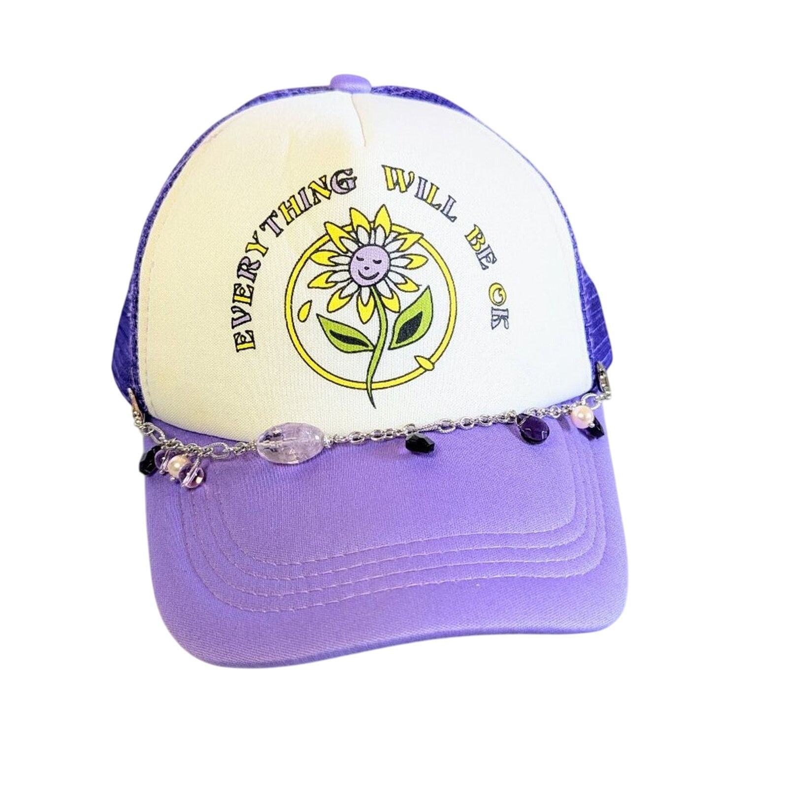 Other Upcycled Jewelry Charm Chain Purple Adjustable Trucker Hat Size ONE SIZE - 1 Thumbnail