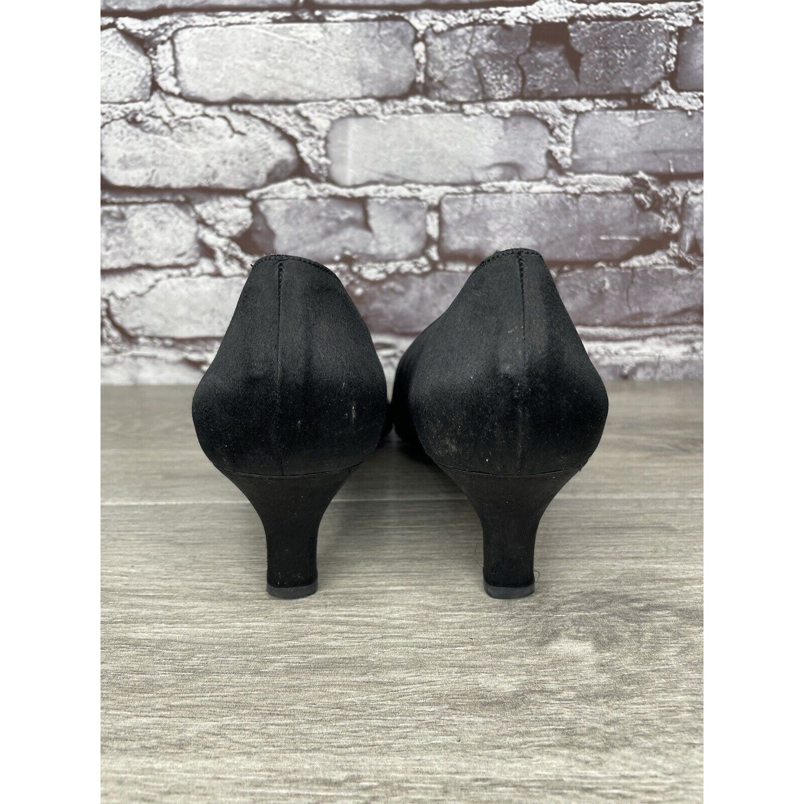 Salvatore Ferragamo Salvatore Ferragamo Boutique Black Satin Silk Rhinestone Cap Size US 10 / IT 40 - 4 Thumbnail