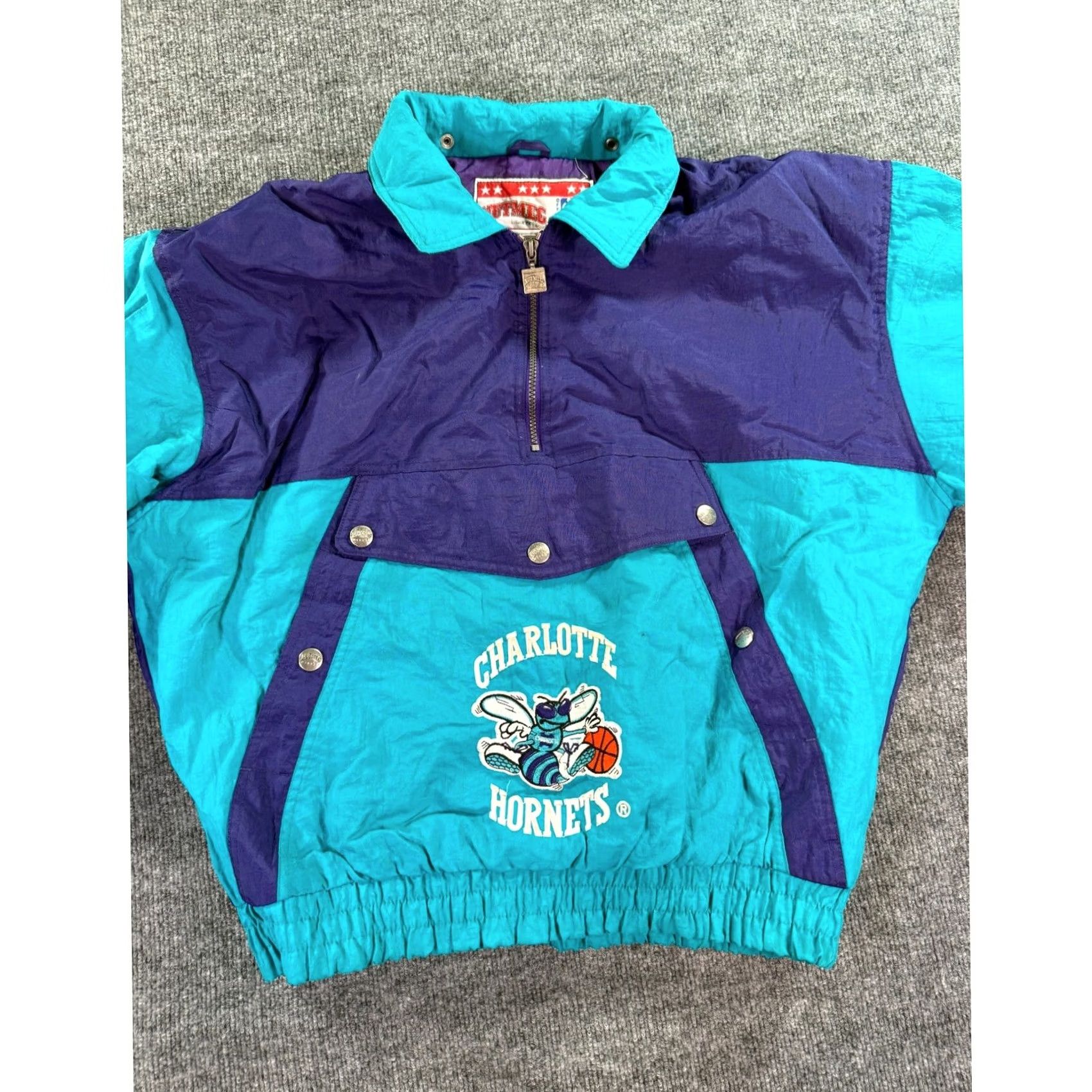 Nutmeg VINTAGE Nutmeg Charlotte Hornets Windbreaker Jacket XL Teal Purple 90s NBA Embroidered Logo Zip Snap Mens Size US XL / EU 56 / 4 - 7 Thumbnail