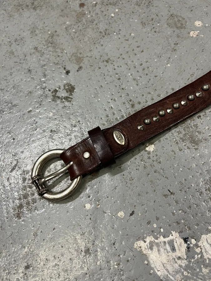Designer × Vintage 2000s Nanni Studded Brown Leather Belt Size ONE SIZE - 6 Thumbnail