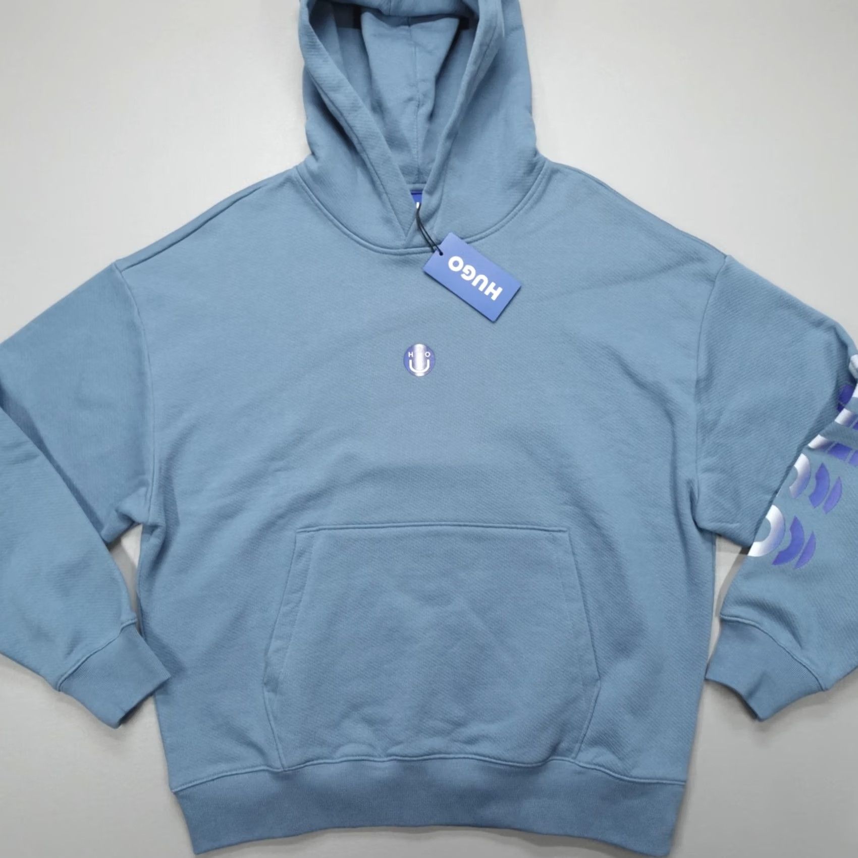 Hugo Boss HUGO BOSS Niftyhood Pullover Hoodie Men M Logo Cotton French Terry Blue Regular Size M Hoodie Mens Size US M / EU 48-50 / 2 - 2 Thumbnail