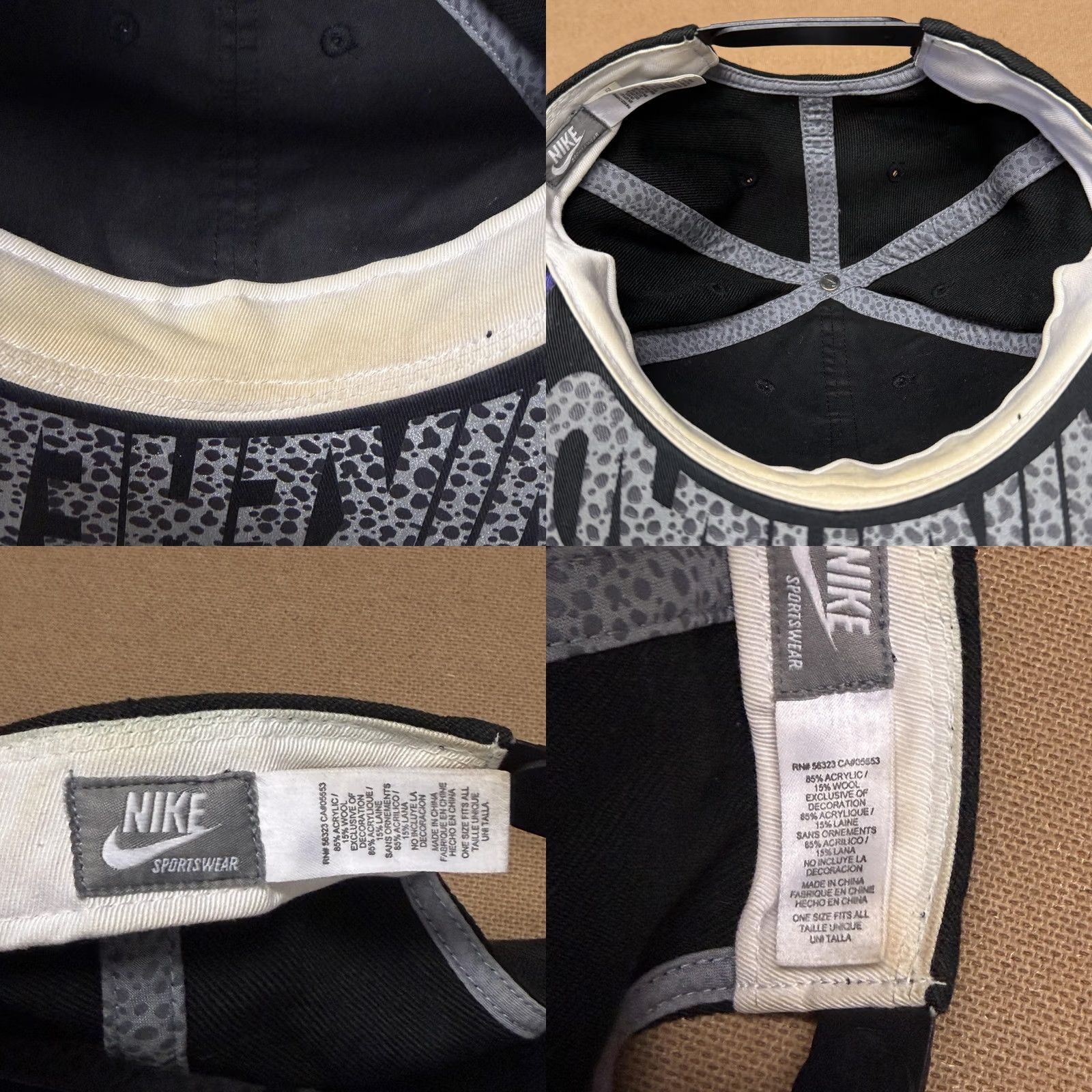Nike Nike Air Hat Cap Snap Back Mens One Size Black Purple NIKEHEAD Animal Print Size ONE SIZE - 9 Thumbnail
