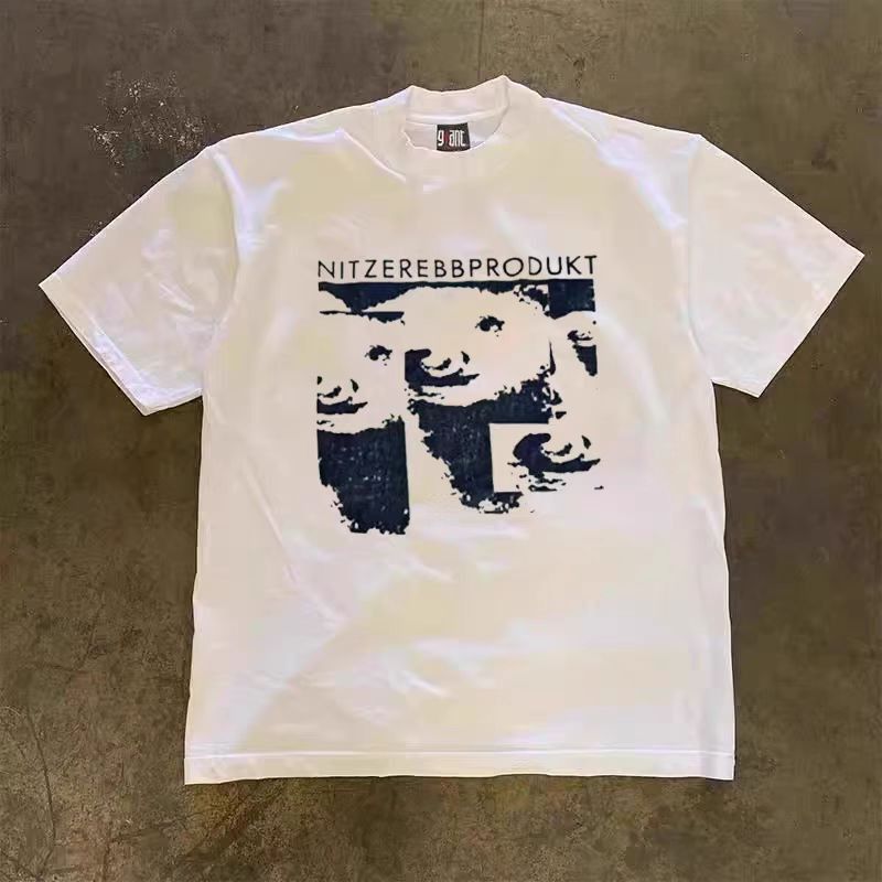 Vintage White Loose Pattern Printed Short Sleeve T-Shirt Size US M / EU 48-50 / 2 - 1 Thumbnail