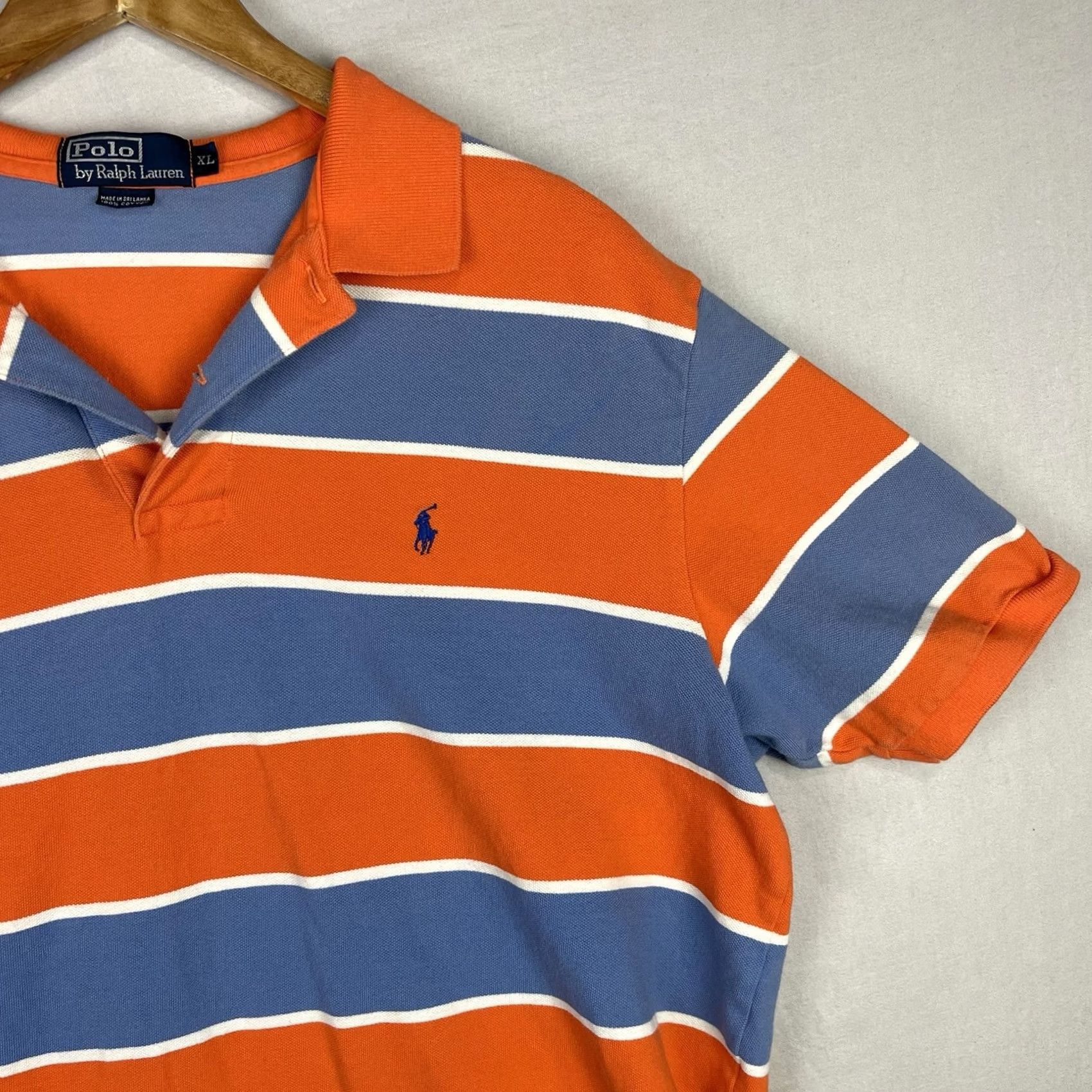 Polo Ralph Lauren Polo Ralph Lauren Shirt Mens XL Polo Striped Short Sleeve Blue Orange Preppy Size US XL / EU 56 / 4 - 4 Thumbnail