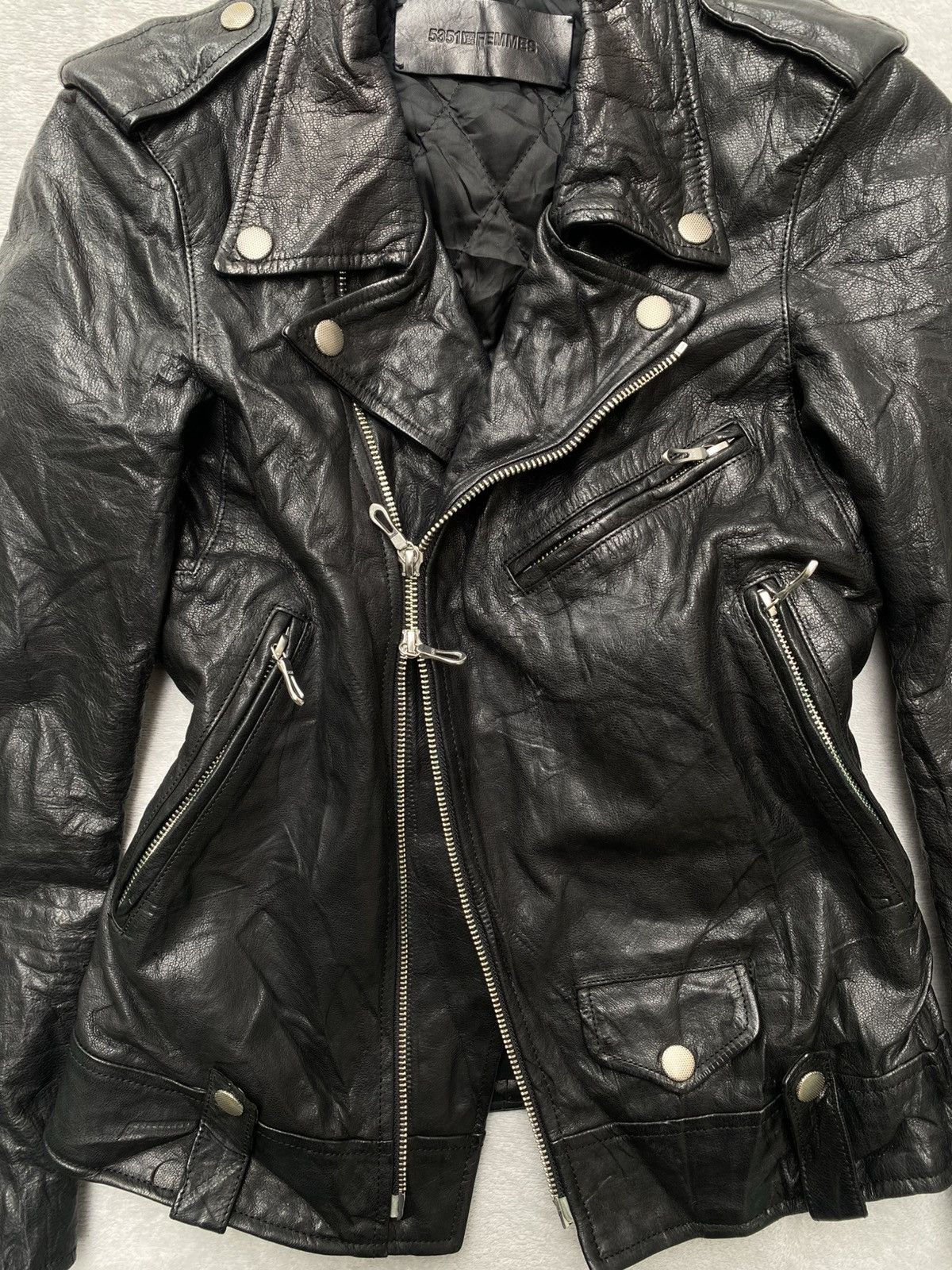 5351 POUR LES FEMMES 2000s 5351 Les Pour Femmes- Goatskins Biker Leather Jacket Size XS / US 0-2 / IT 36-38 - 6 Thumbnail