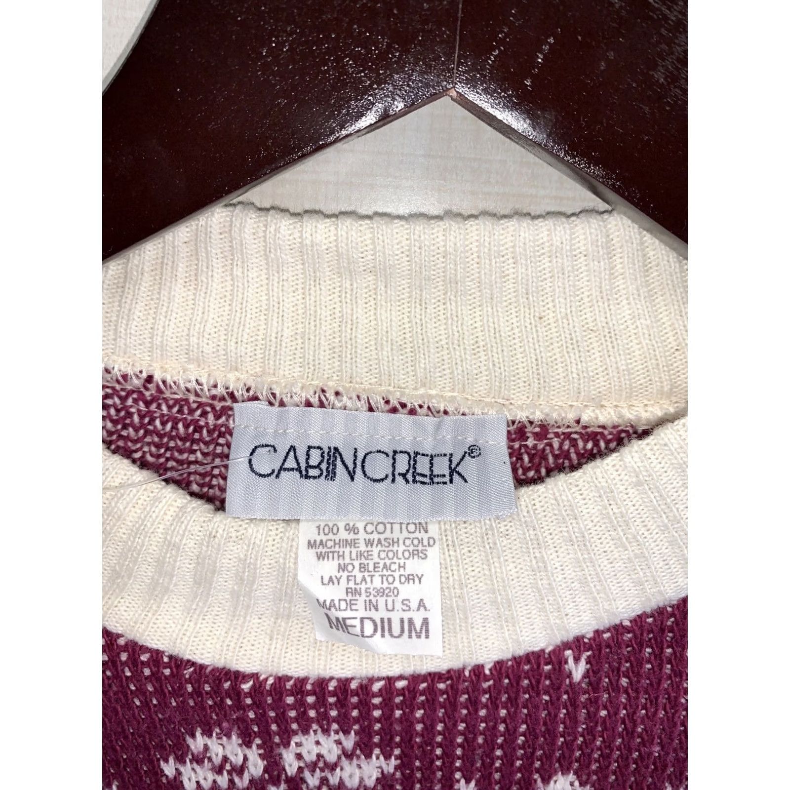 Vintage VINTAGE Cabin Creek Womens Snowflake Knit Sweater M Burgundy/Ivory 1990s Christmas NWT USA Mens? Size M / US 6-8 / IT 42-44 - 5 Thumbnail