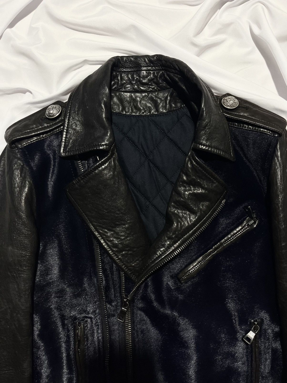 Balmain BALMAIN AW 2012 "MIDNIGHT BLUE" CALF SKIN/HAIR JACKET Size US S / EU 44-46 / 1 - 7 Thumbnail