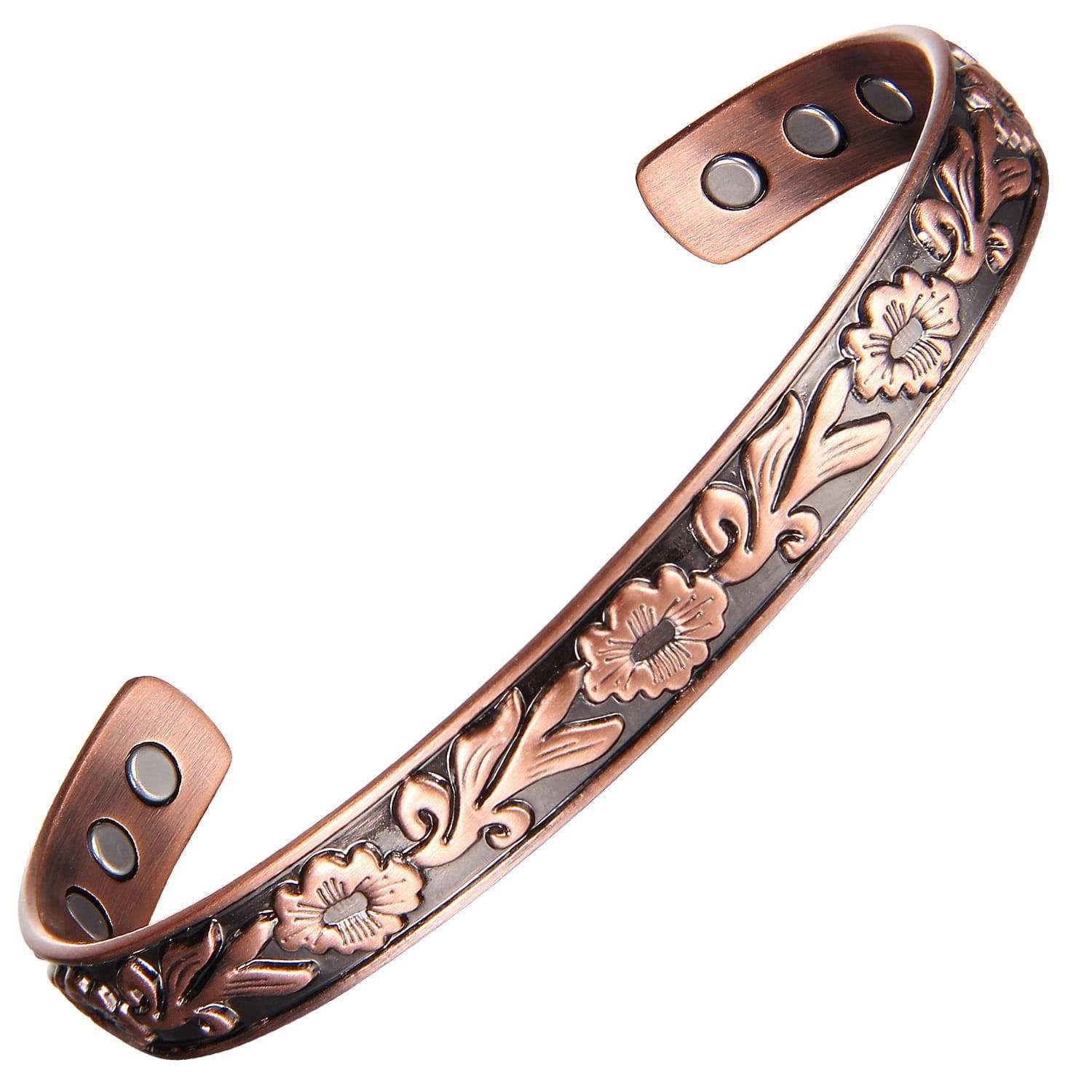 Other Boho Copper Floral Cuff Bangle Bracelet, Arthritis Relief, G Size ONE SIZE - 6 Thumbnail
