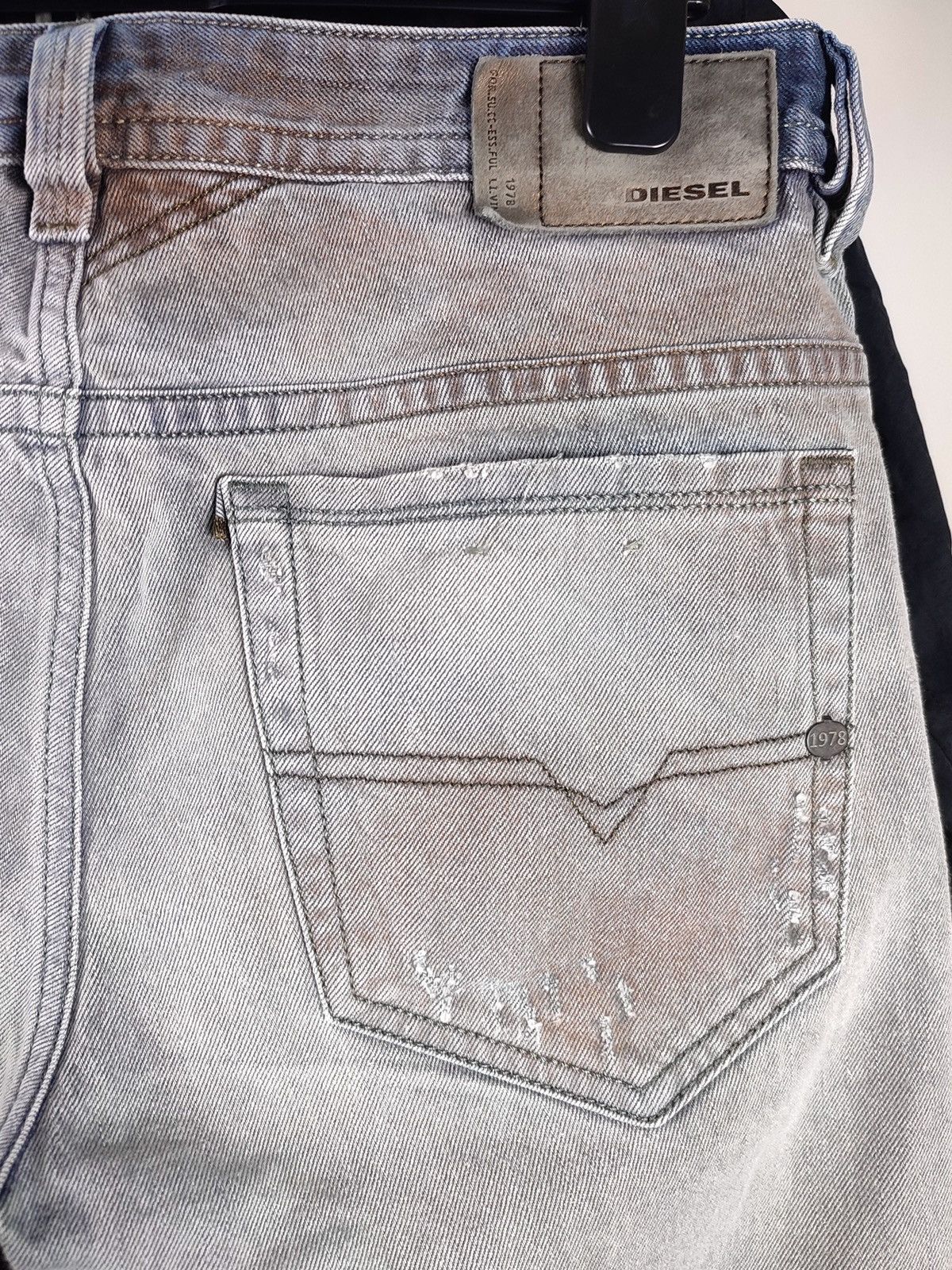 Diesel Diesel Rust Thavar Painted Distressed Slim Fit Denim Jeans Size US 30 / EU 46 - 9 Thumbnail