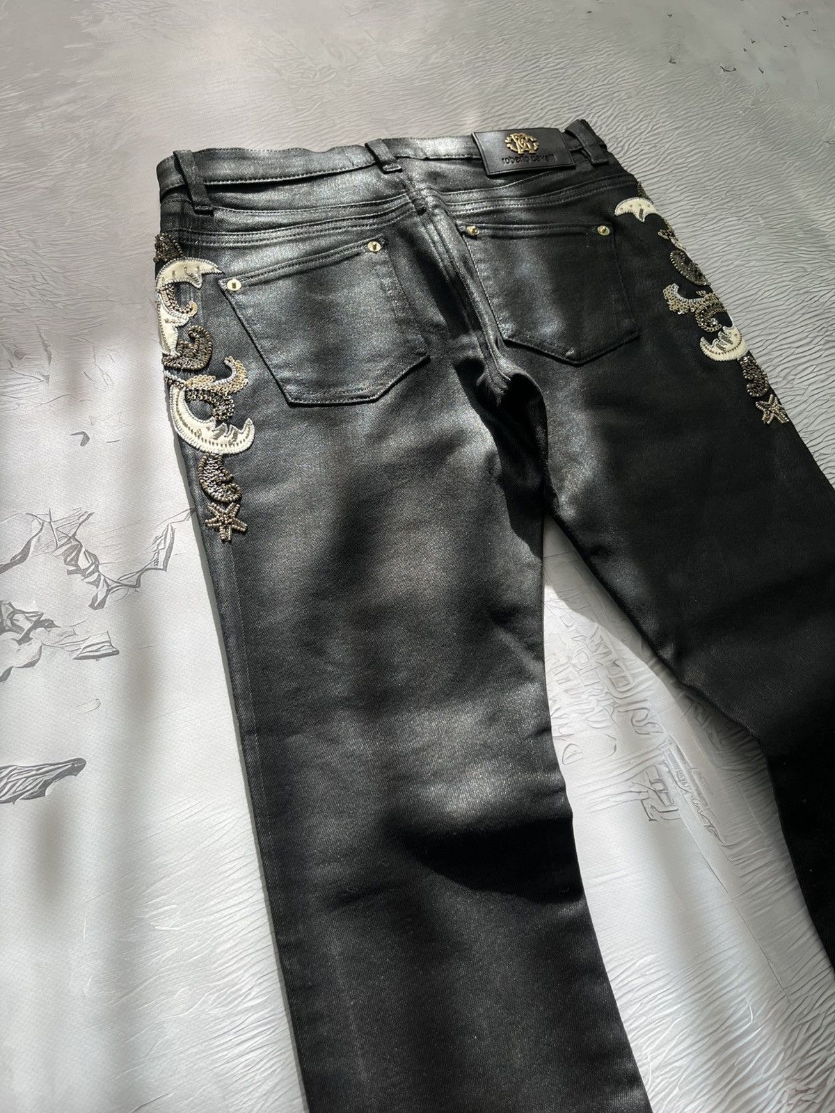 Roberto Cavalli Roberto Cavalli Embroidered Luxury Jeans Pants Black Size 28" / US 6 / IT 42 - 15 Thumbnail