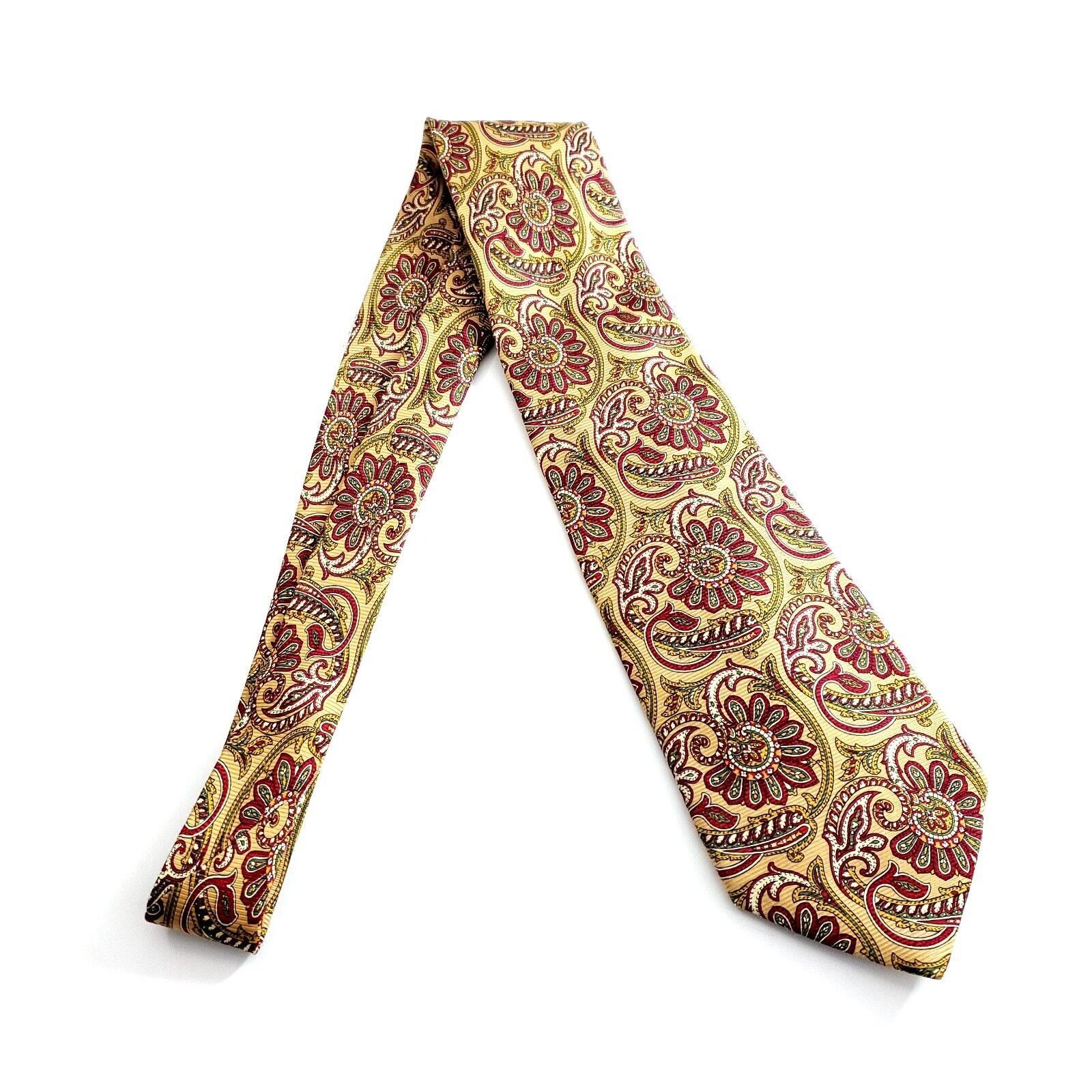 Lands' End Land's End Yellow Red Paisley Print Long Silk Tie Size ONE SIZE - 6 Thumbnail
