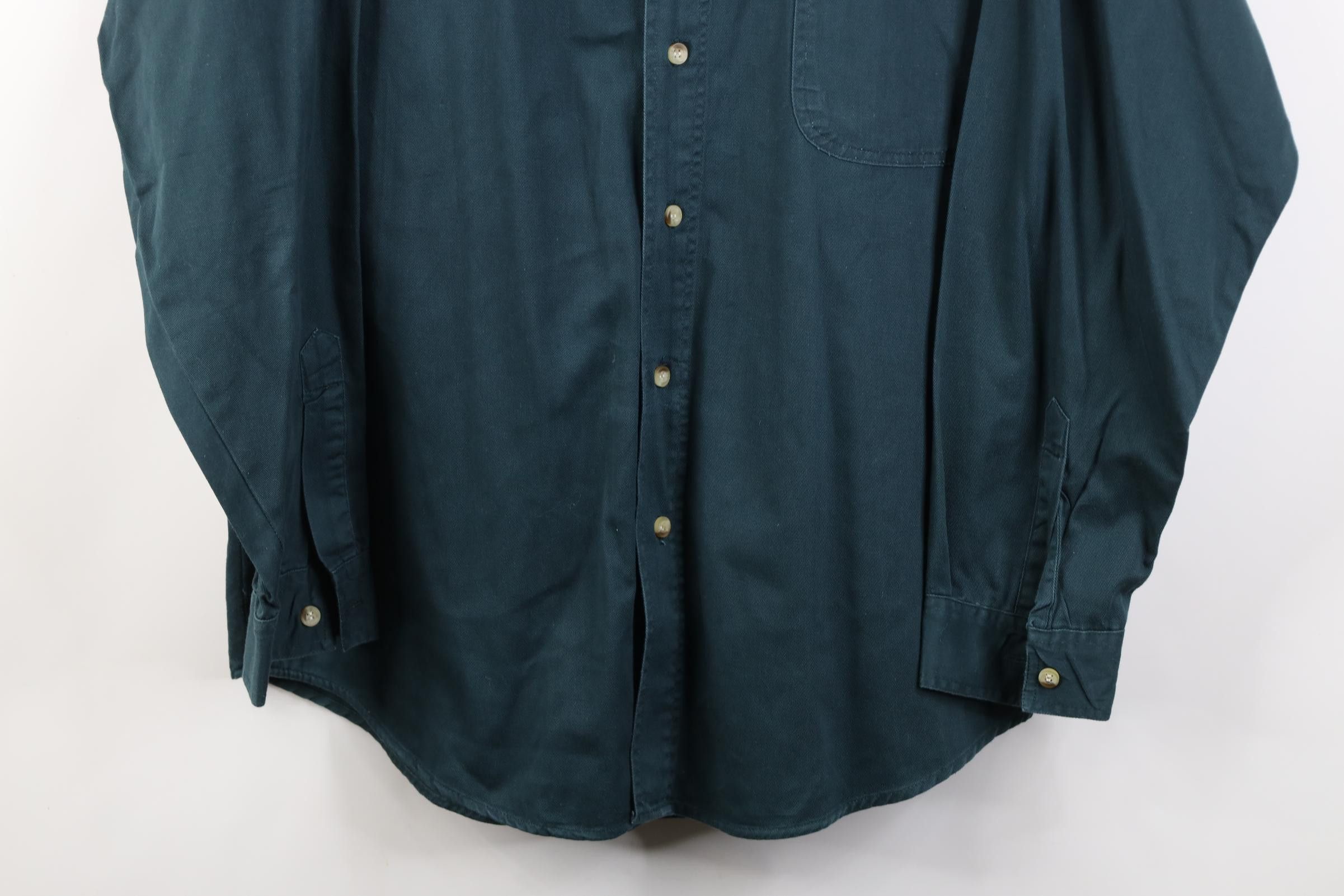 Vintage Vintage 90s Streetwear Denim Band Collar Button Shirt Green Size US M / EU 48-50 / 2 - 3 Thumbnail