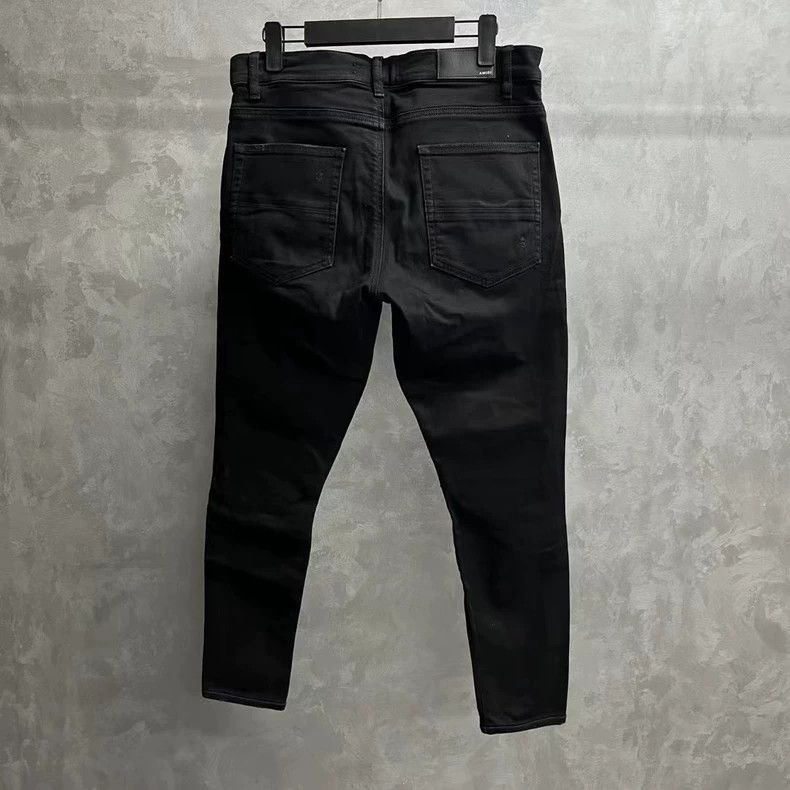 Amiri Amiri The latest black solid color Mx1 leather design stit Size US 34 / EU 50 - 2 Thumbnail