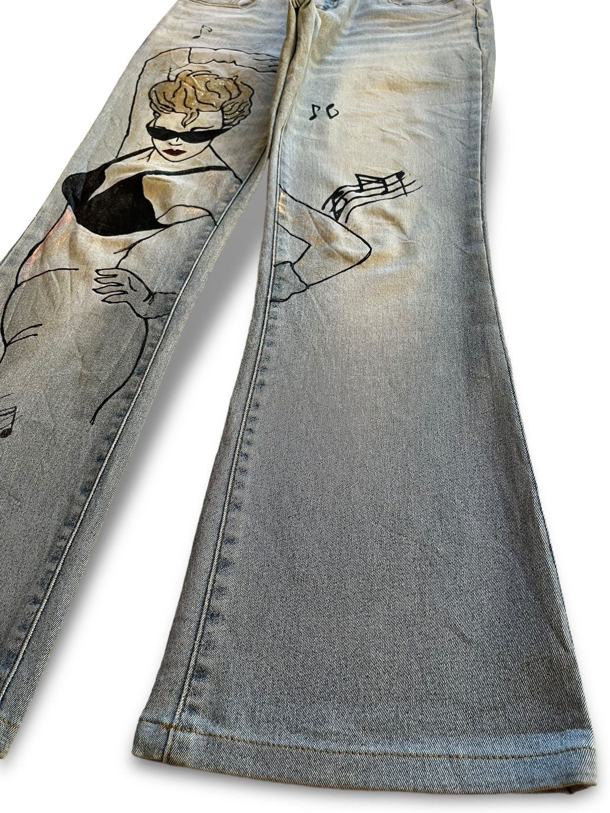 Japanese Brand SALES 🔥 Vintage Japanese Brand Blue Wash Flare Jeans Size 29" - 7 Thumbnail