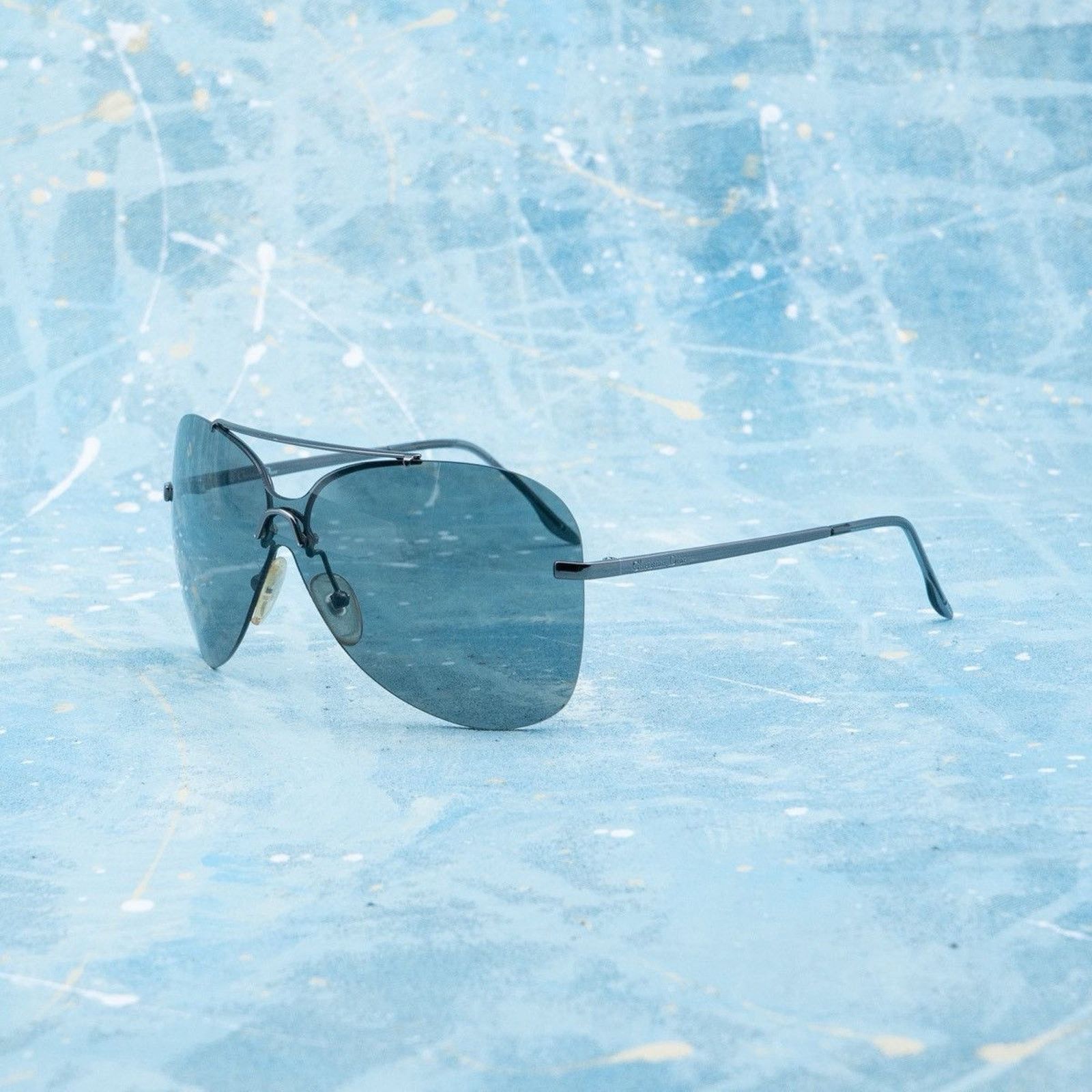 Dior × Vintage Vintage dior logo rimless oval shield aviator sunglasses Size ONE SIZE - 1 Thumbnail
