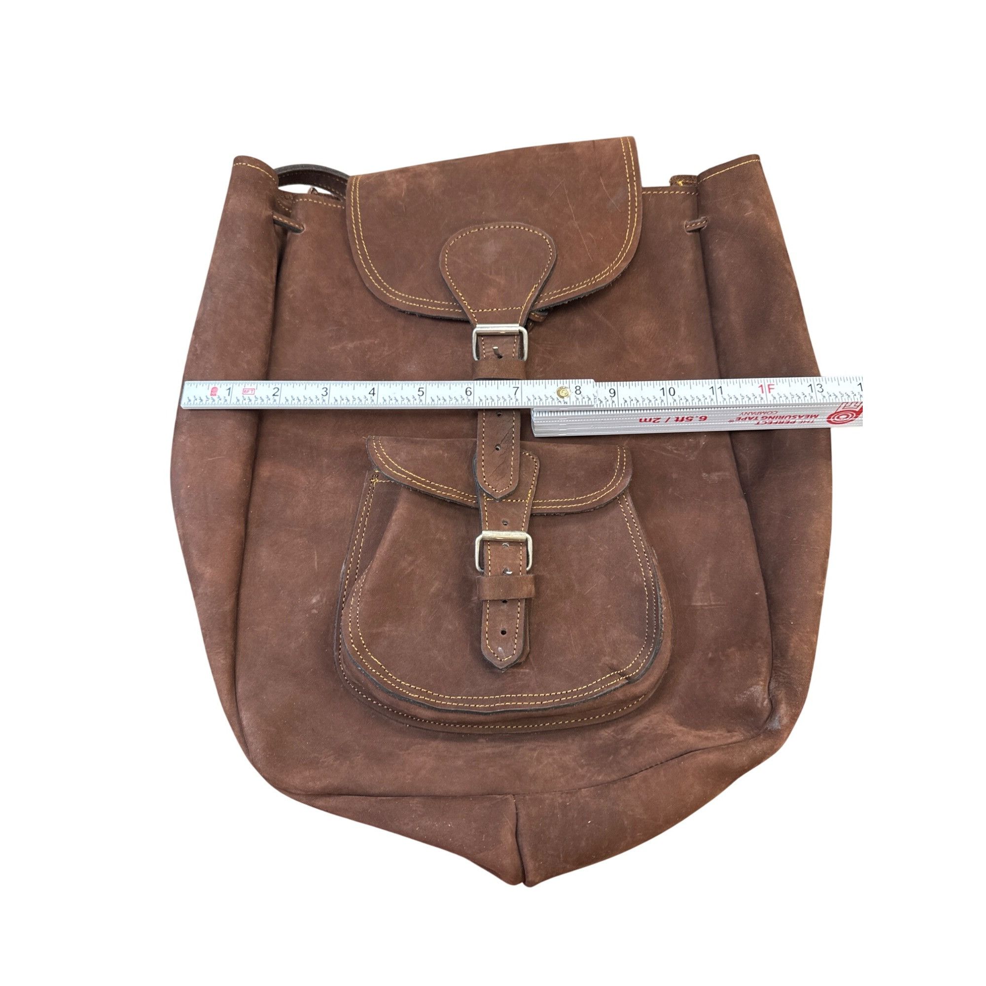 Designer Vintage Brown Leather Suede Backpack With Adjustable Straps Size ONE SIZE - 8 Thumbnail